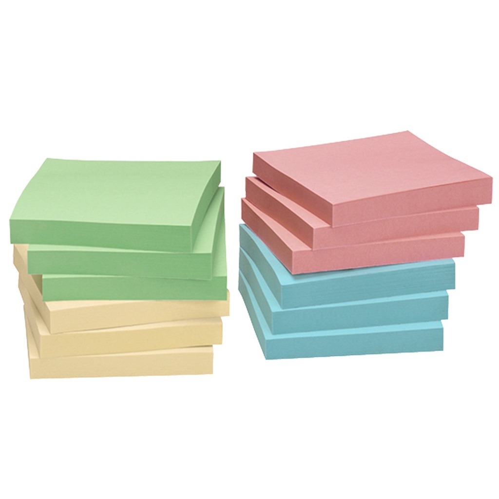 Notisblock Recycled 75x75 mm pastell 12-pack