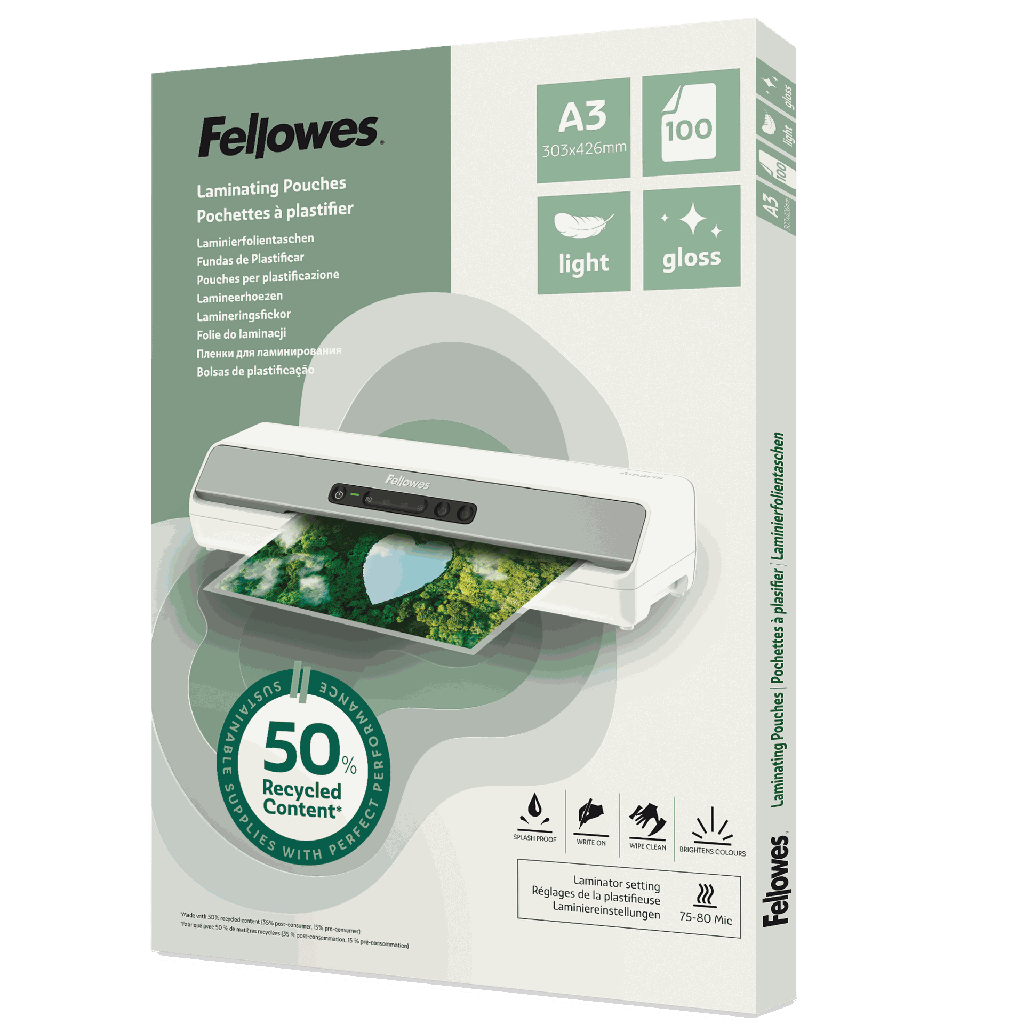 Lamineringsfickor Recycled A3 blank 100-pack