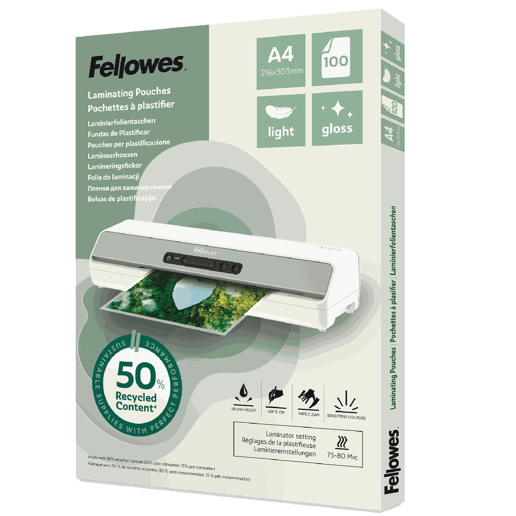 Lamineringsfickor Recycled A4 blank 100-pack