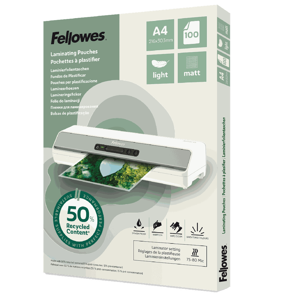 Lamineringsfickor Recycled A4 matt 100-pack