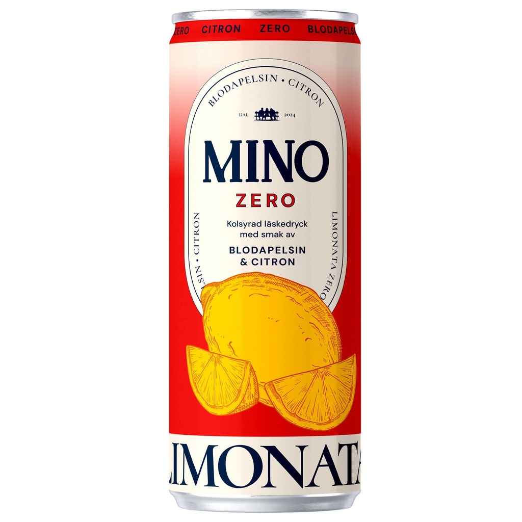Läsk Mino Zero Blodapelsin & Citron 24x33 cl inkl pant
