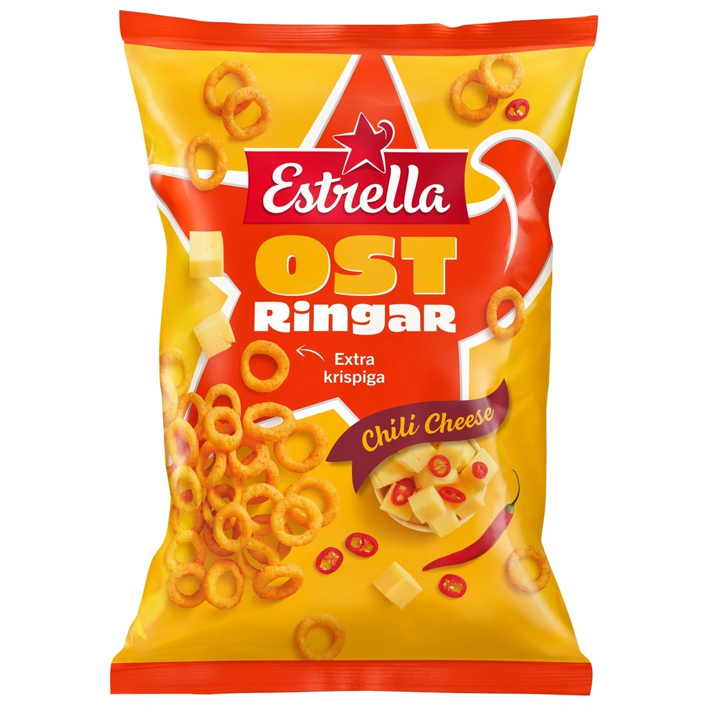 Ostringar Estrella Chili cheese 18x200 g