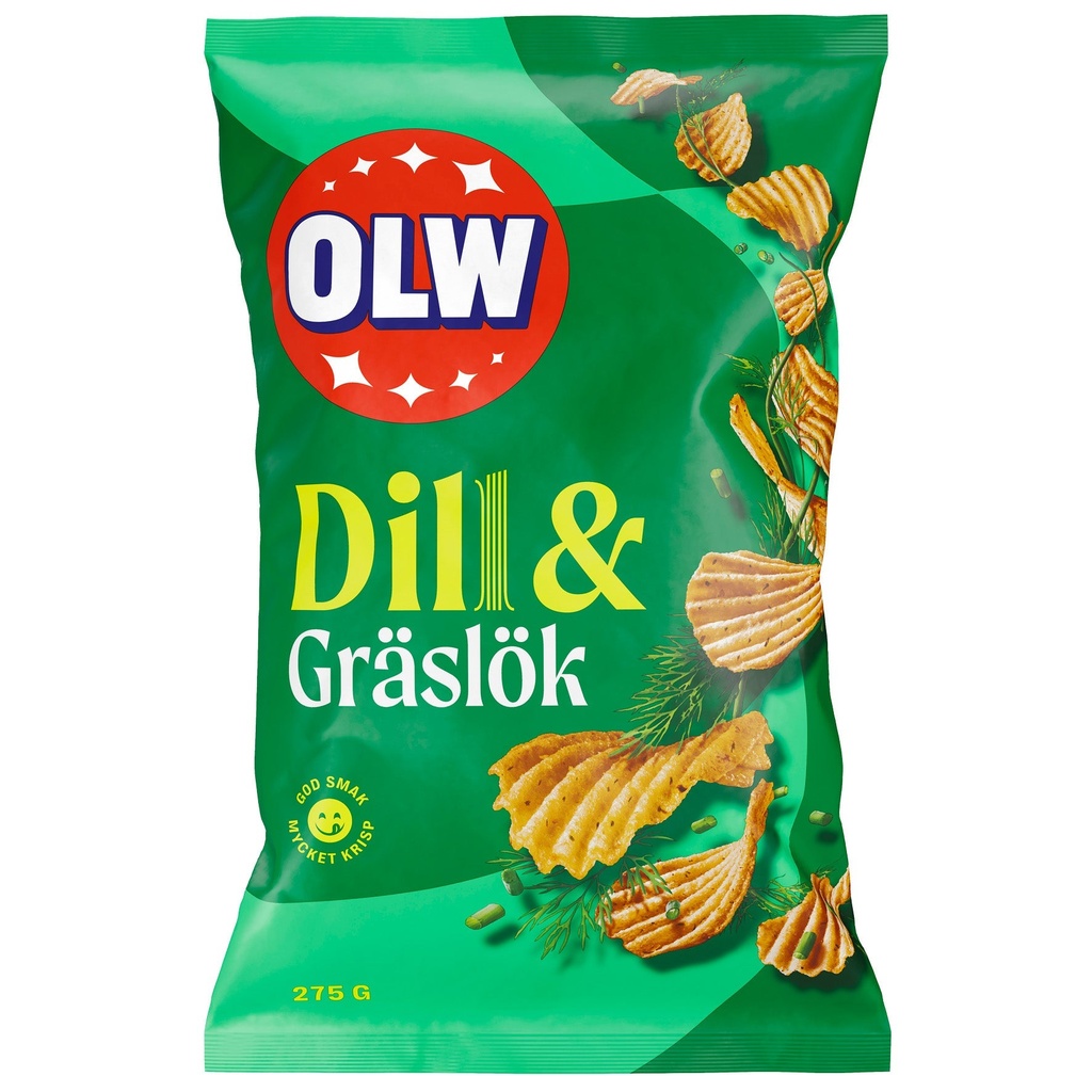 Chips OLW Dill & Gräslök 18x275 g