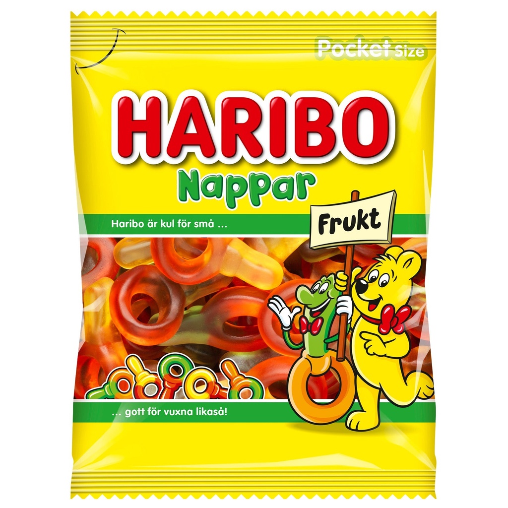 Godis Haribo Nappar Frukt 24x80 g