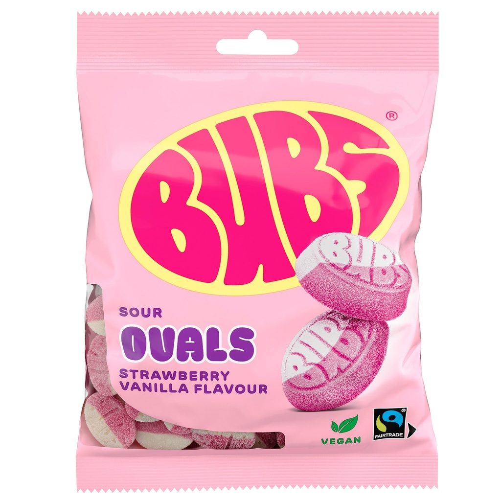 Godis Bubs Sour Ovals Strawberry Vanilla 12x90 g
