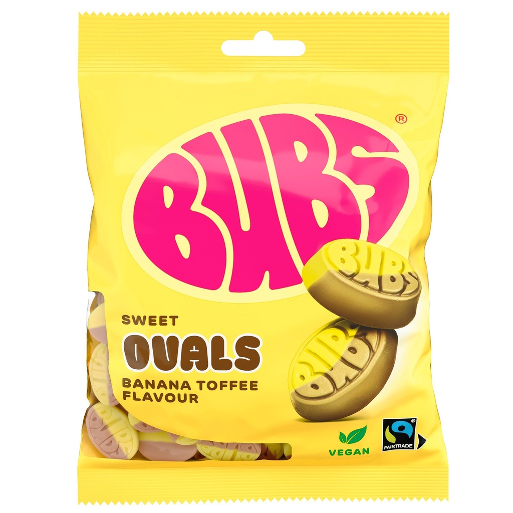 Godis BUBS Sweet Ovals Banana Toffee 12x90 g