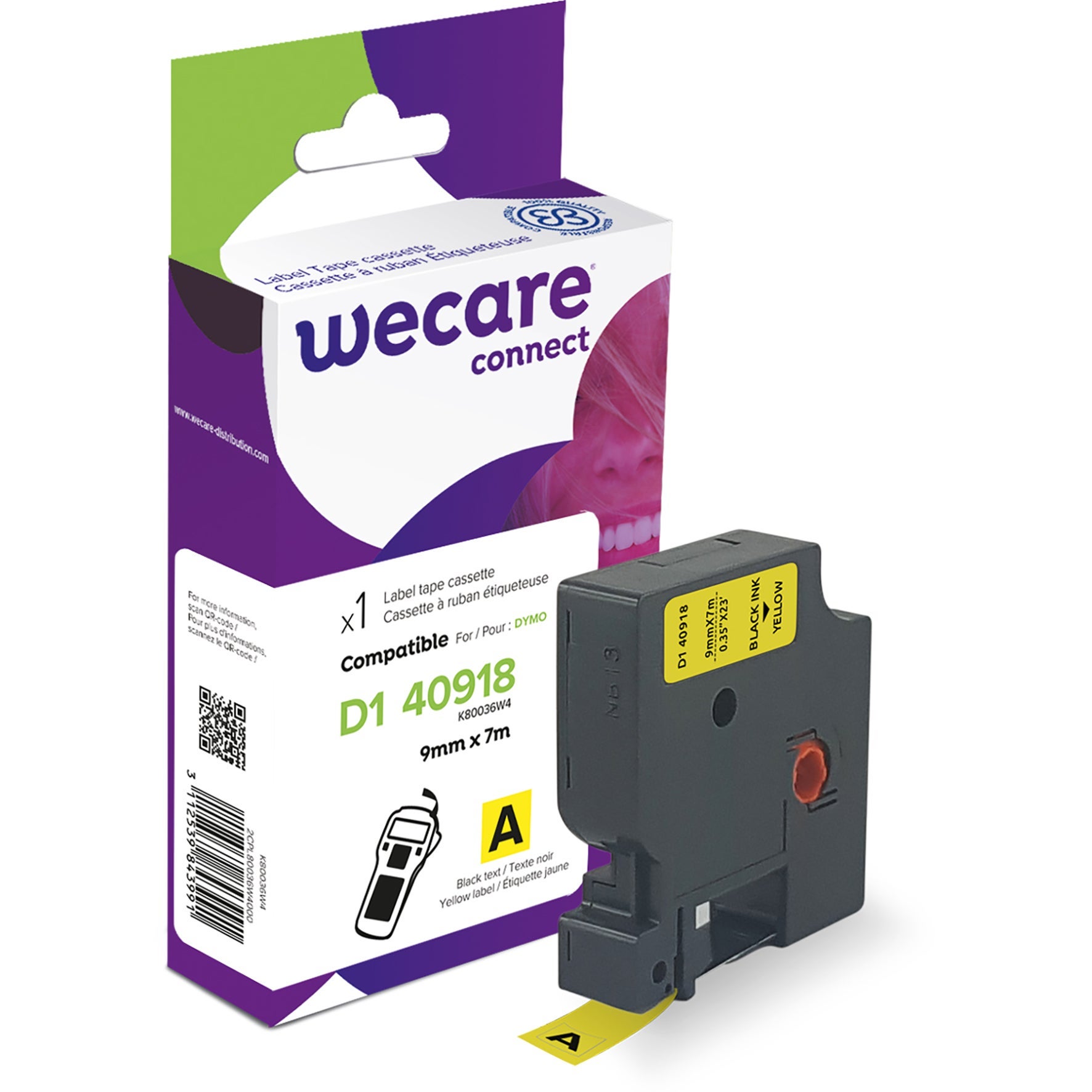 [8559083] Märkband Wecare D1 svart/gul 9 mm 7 Meter
