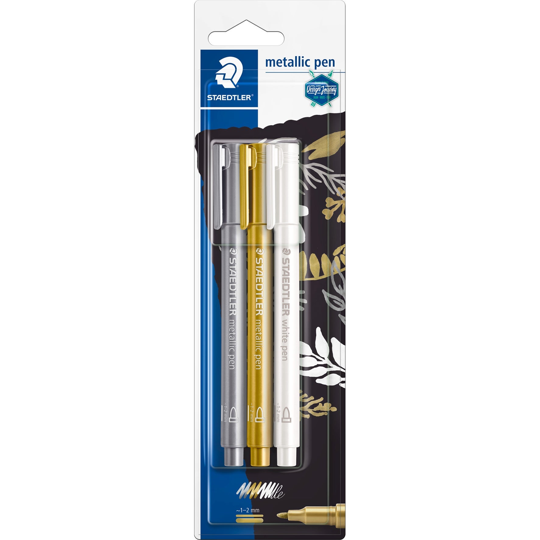 [2209658] Fiberpenna Staedtler 8323 Guld/Silver/Vit 3 st/fp