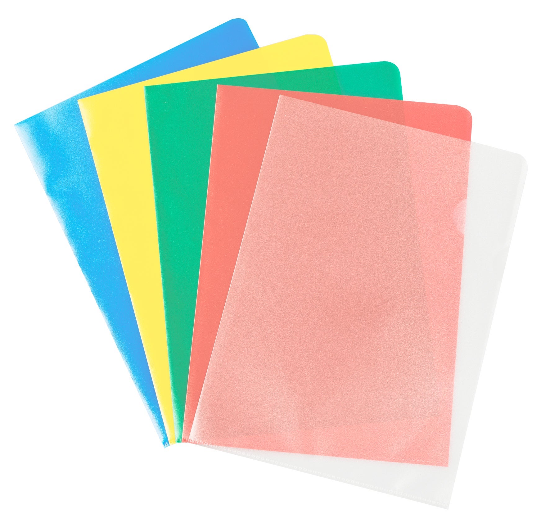 [2668410] Mapp A4 PP 0,12 sorterade färger - transparent, blå, grön, gul, röd 10/fp