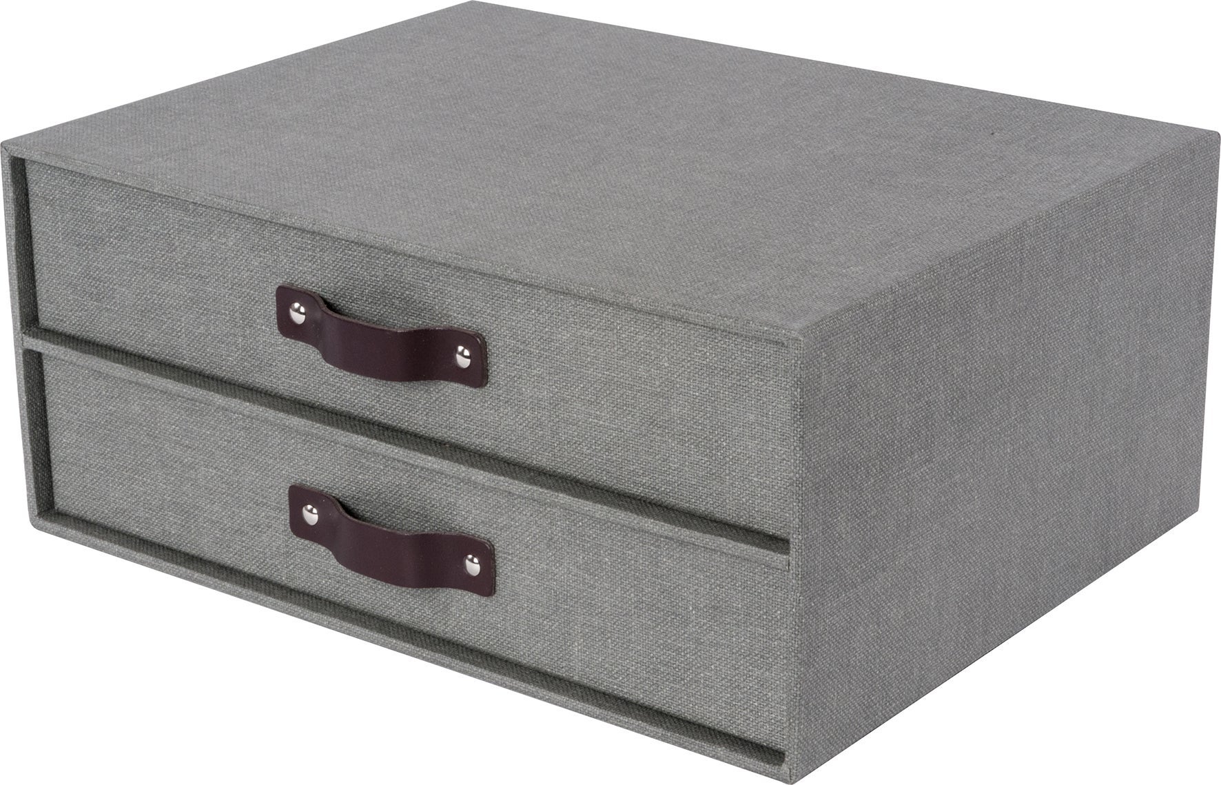 [2362258] Förvaringsbox Birger 2 lådor canvas Grå