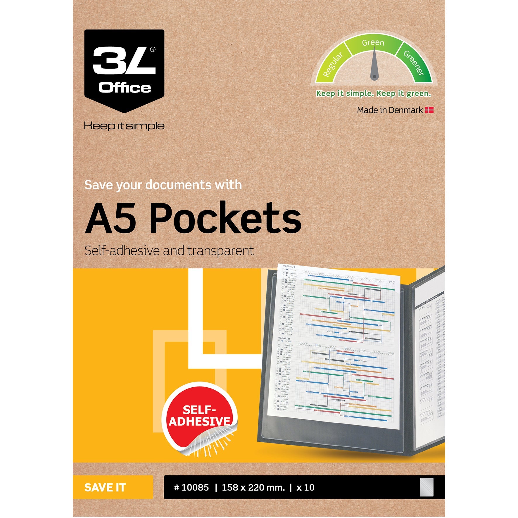 [2666855] Plastfodral 3L självhäftande A5 10 st/fp