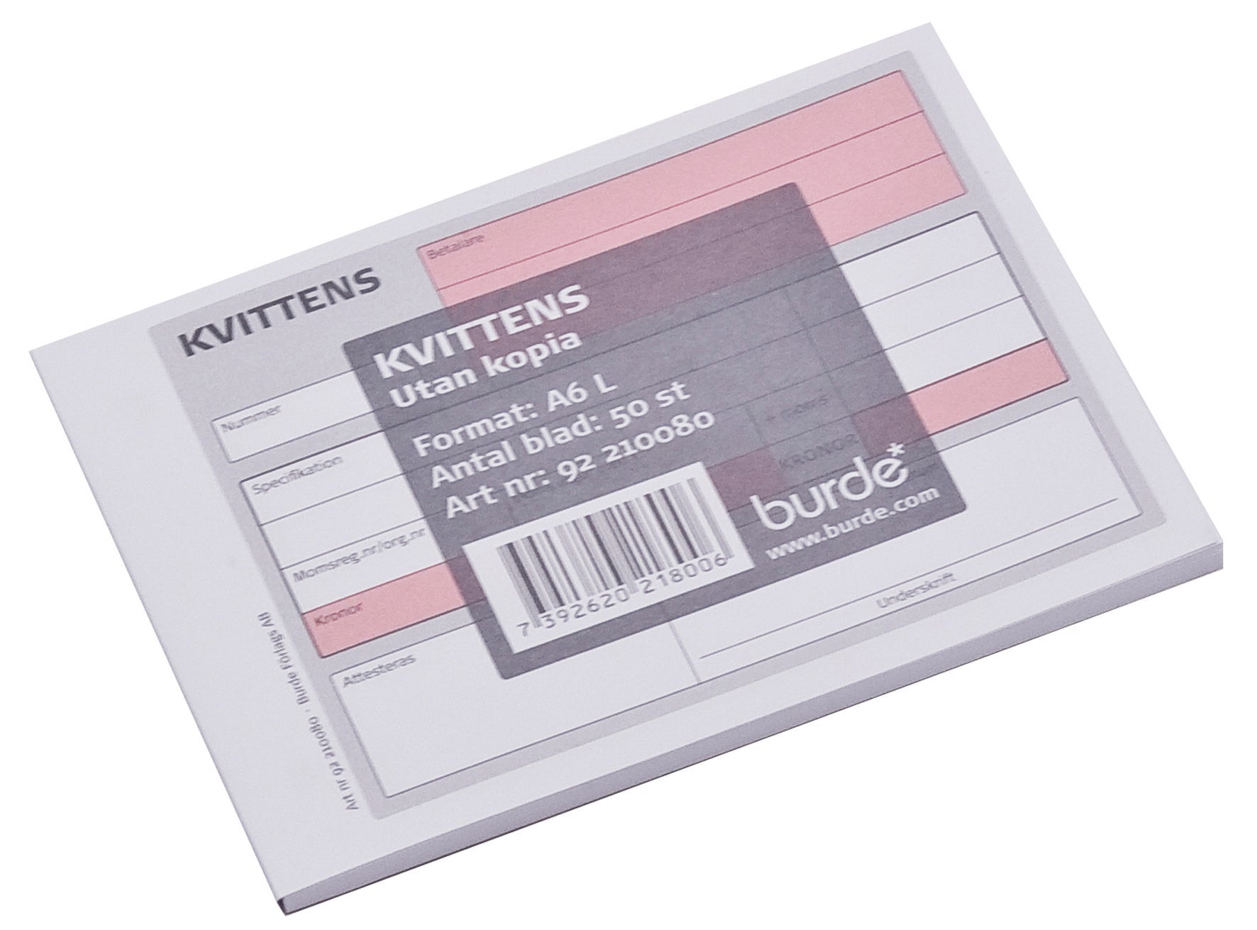 [2011117] Kvittensblock A6L 50 blad