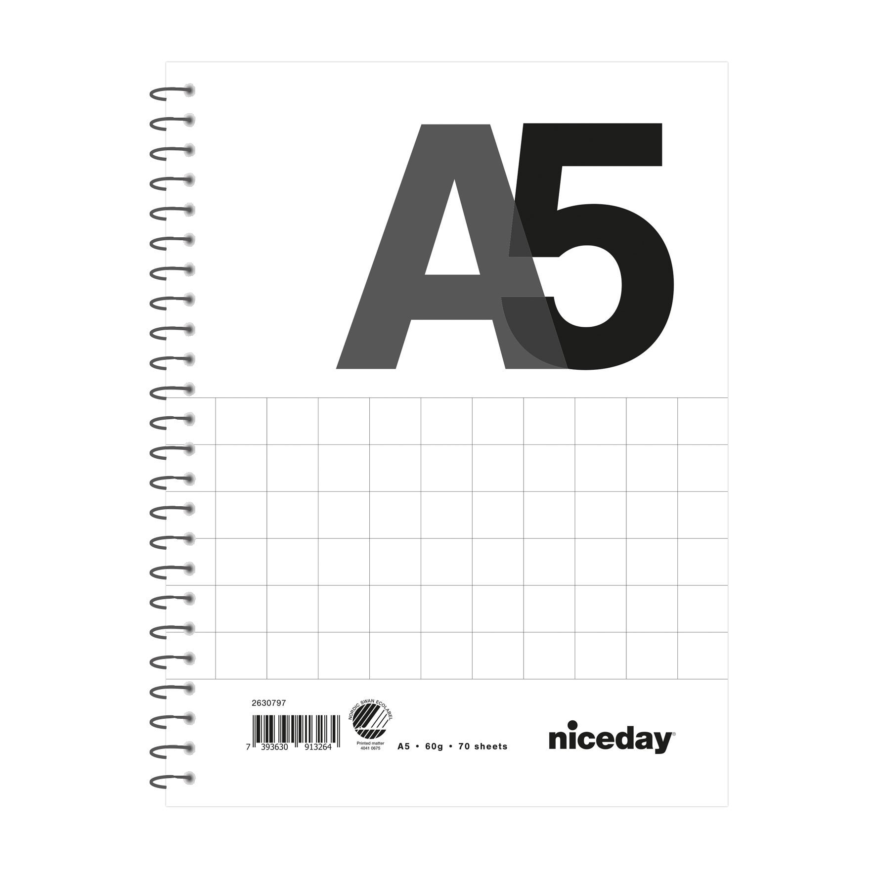 [2630797] Kollegieblock A5 70blad 60g rutat Niceday