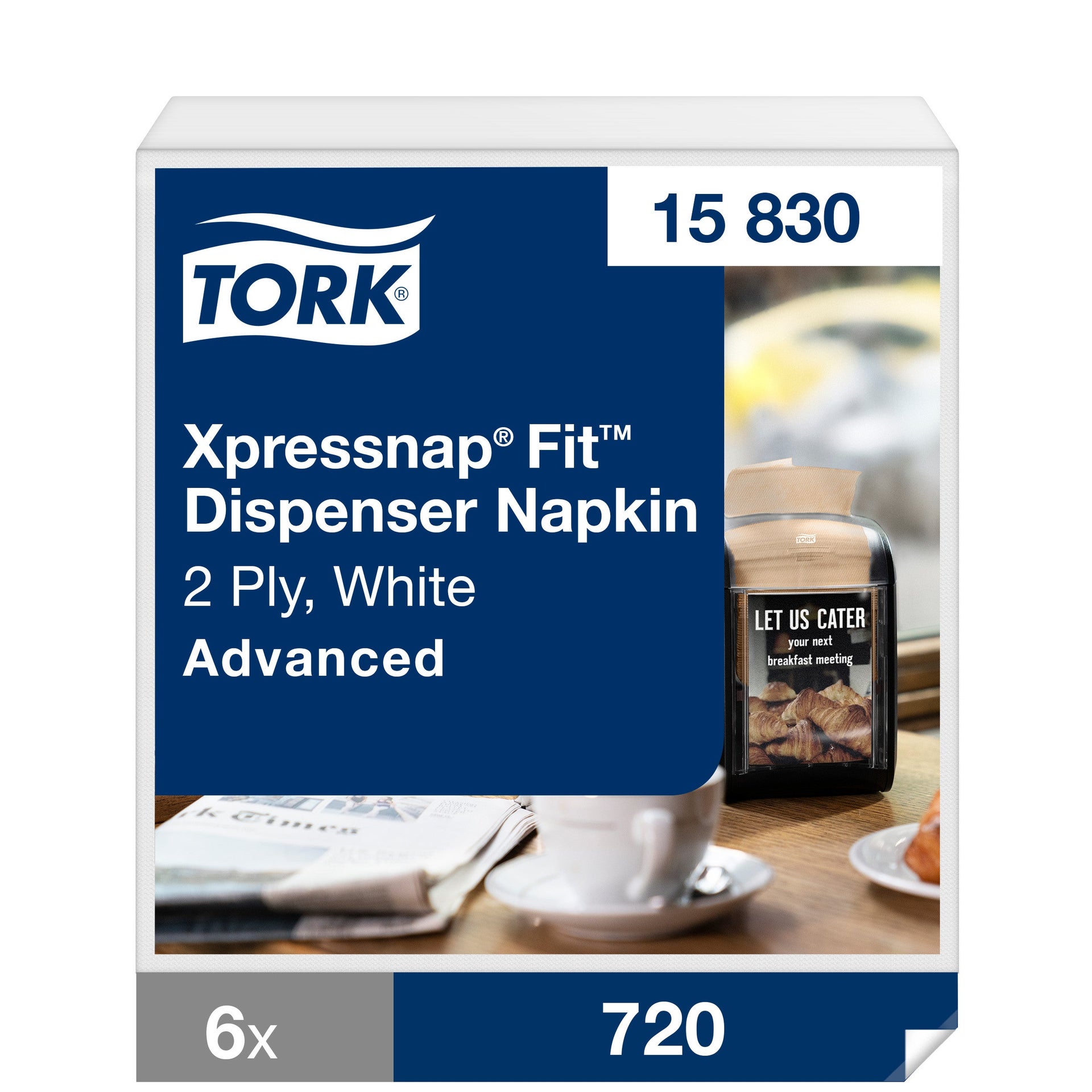 [8552559] Dispenserservett Tork N14 2-lag vit 6x720 st
