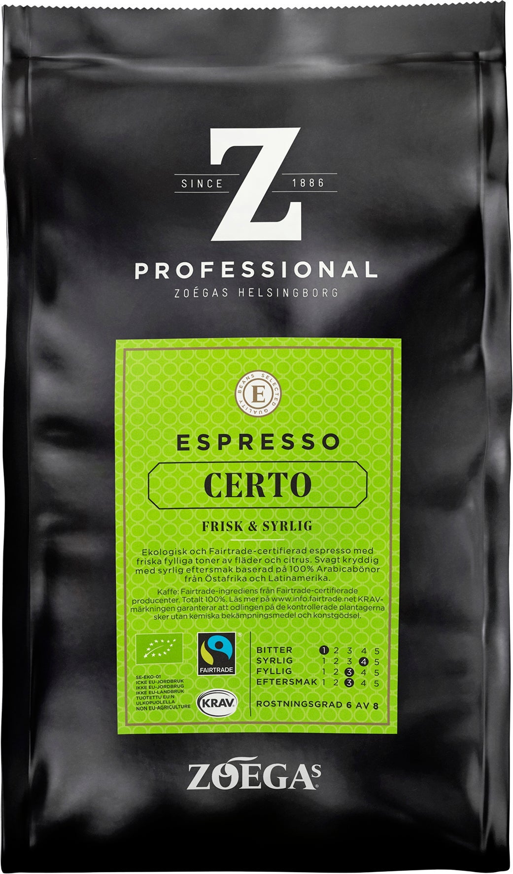 [8551301] Kaffe Zoégas Espresso Certo Hela Bönor Eko 500 g