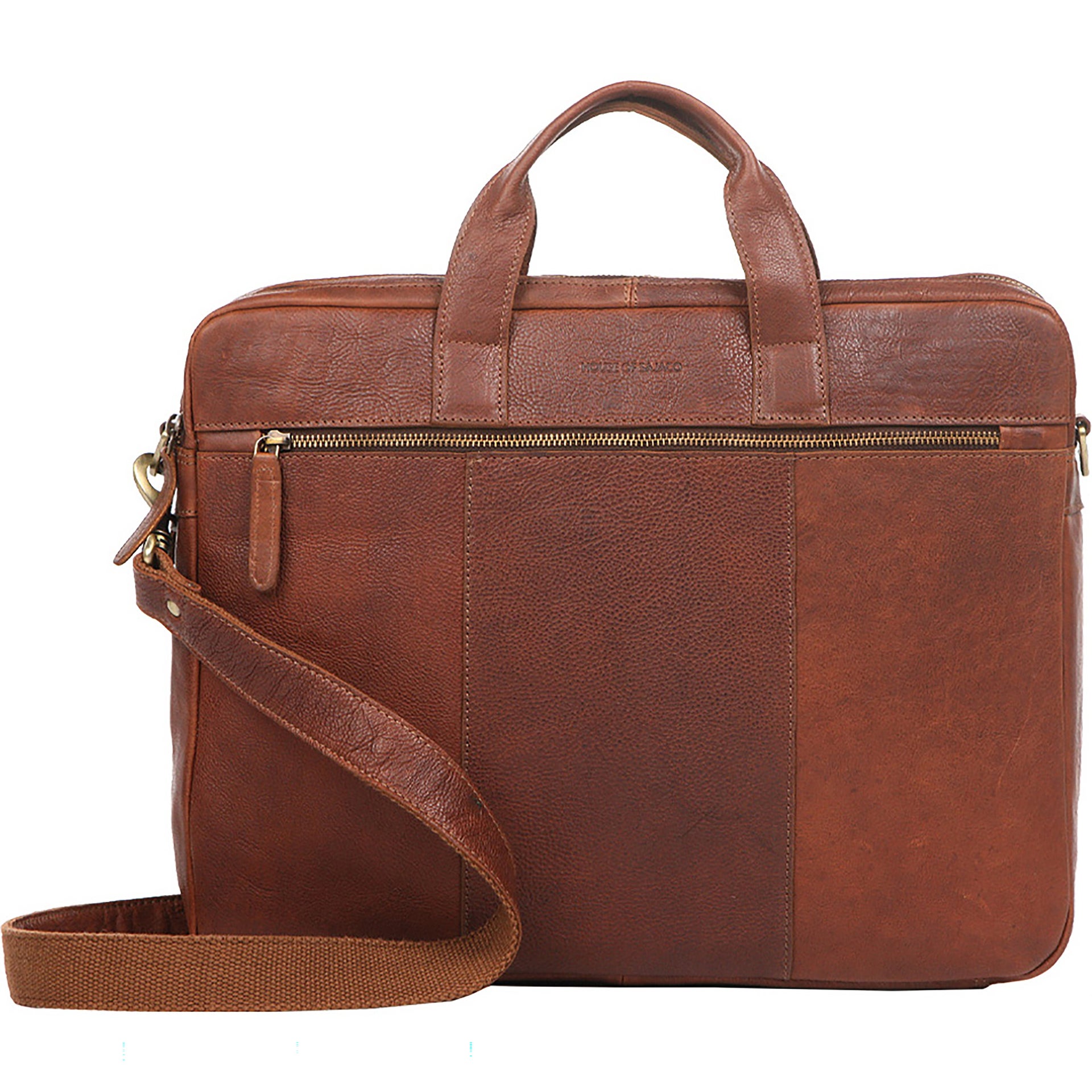 [8559219] Portfölj skinn 16'' 2 fack Cognac