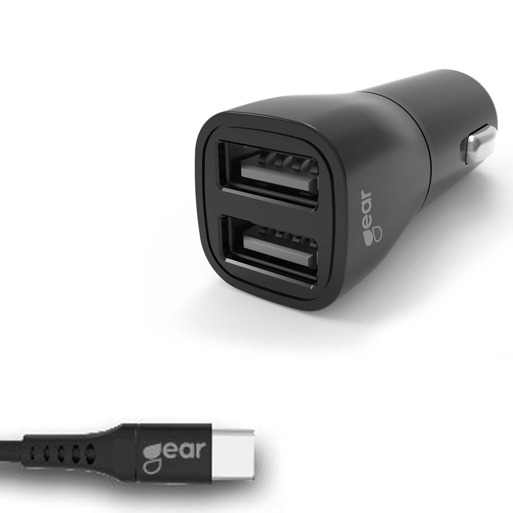 [8558269] Laddare 12-24V 2xUSB 3.4A Svart USB-C 2.0 Gear
