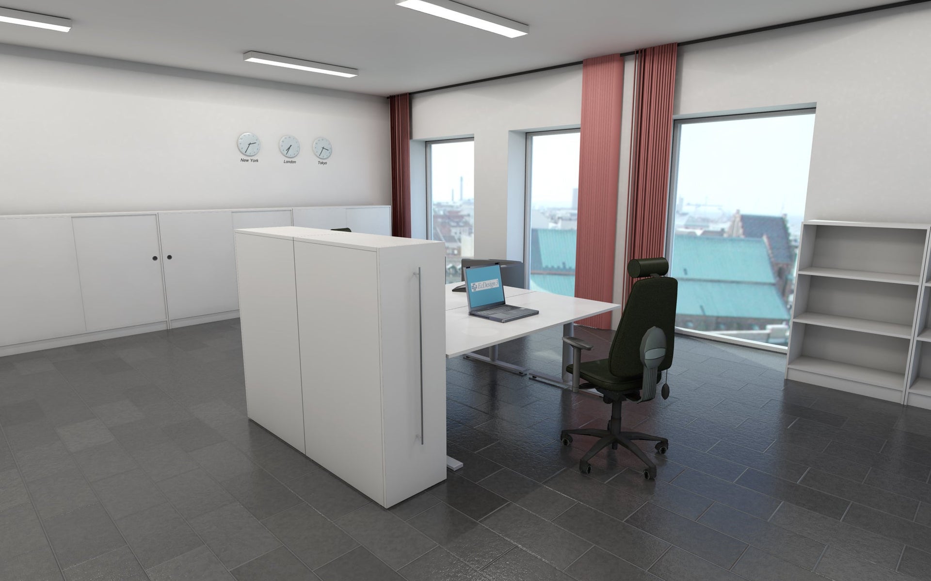 [2482120] Skrivbord Bas 160x120 cm V Vit Lanab