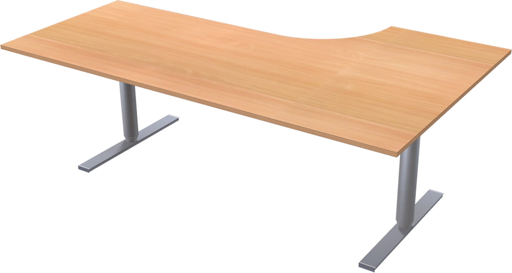 [2482161] Skrivbord manuellt 200x120 cm 2-pelarstativ inkl. bordsskiva Bok Lanab
