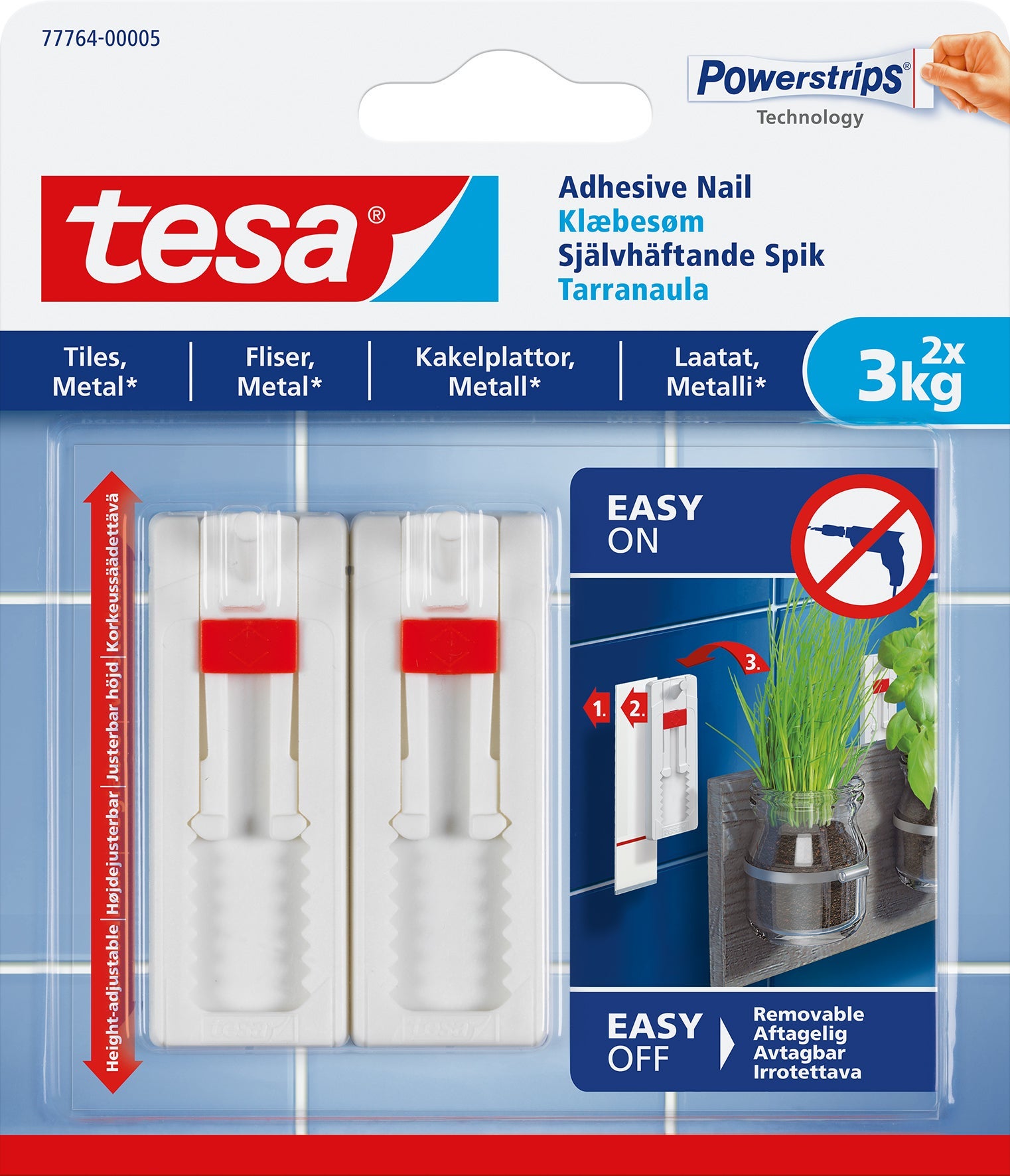 [8555875] Spik självhäftande kakel 3 Kg 2-pack Tesa