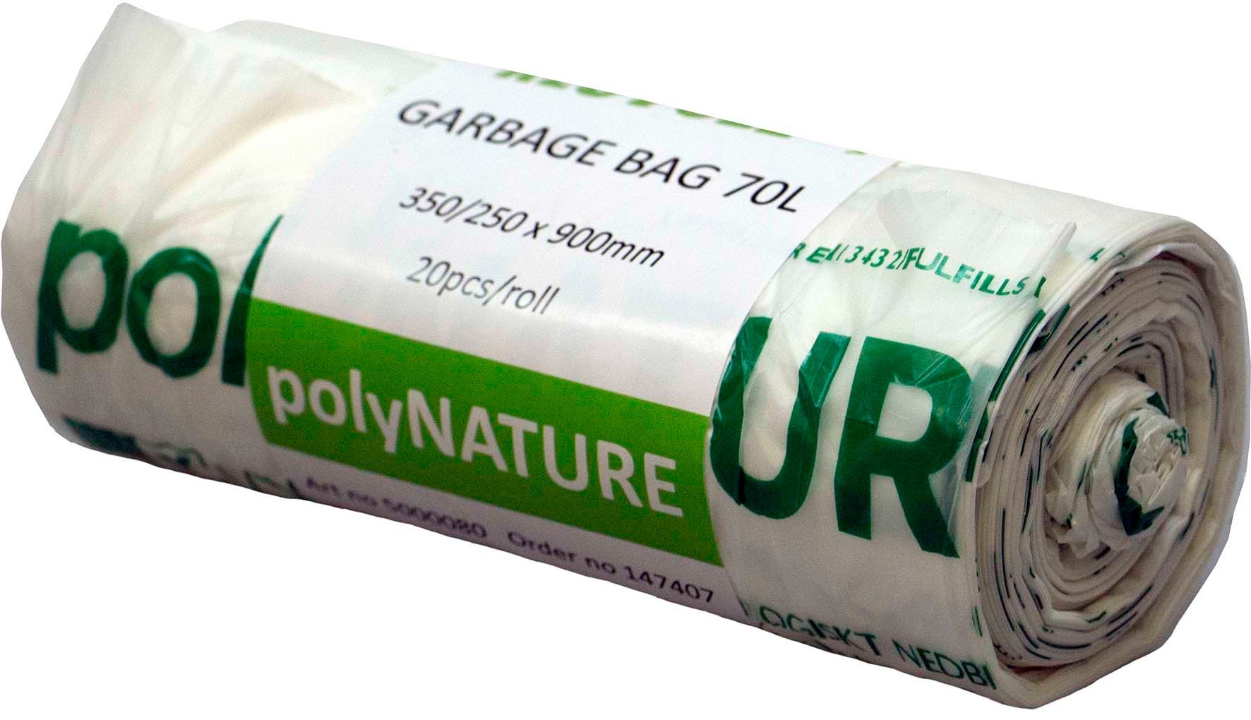 [2850205] Sopsäck Polynature 70 liter vit 20 st/fp