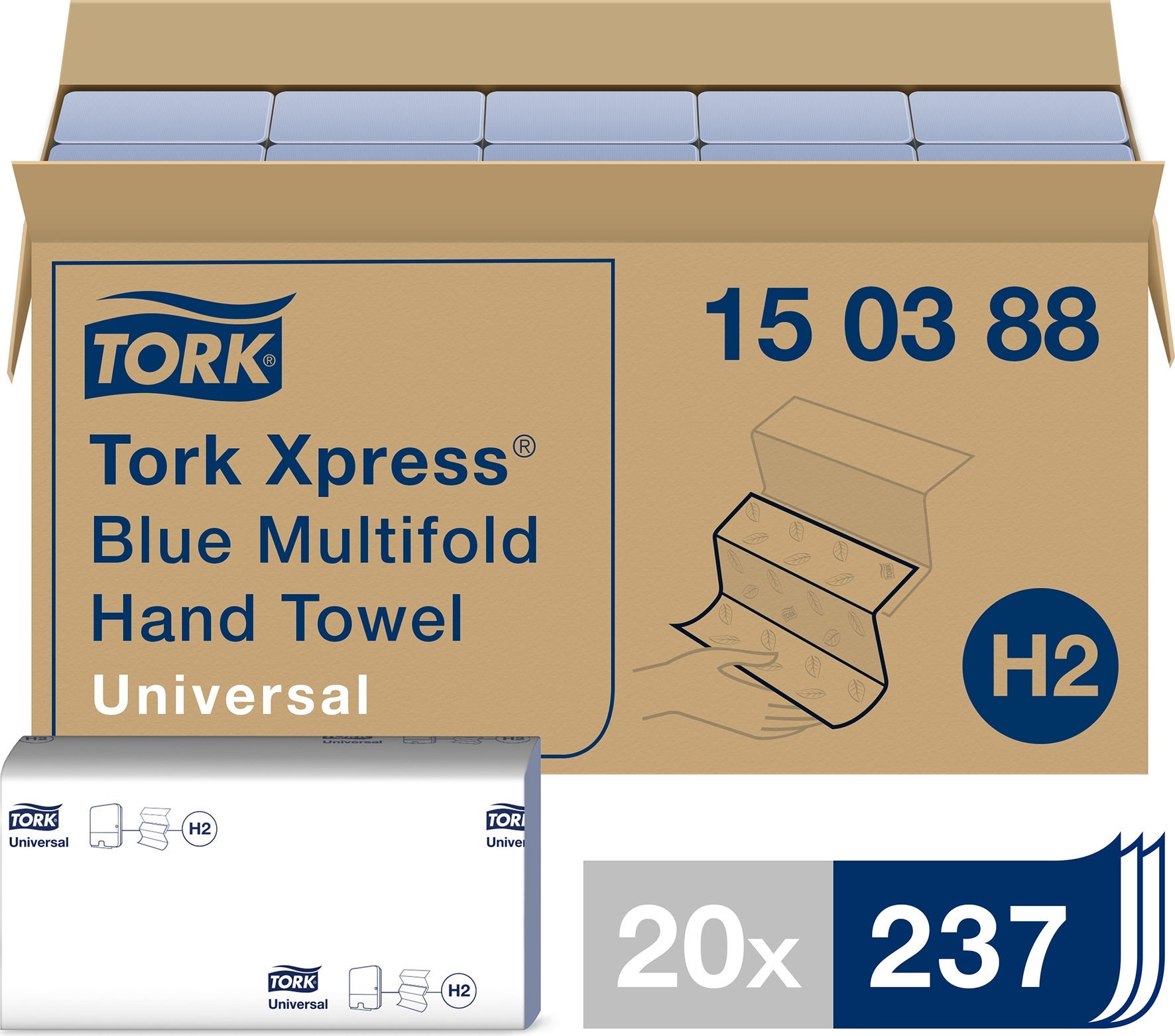 [2256278] Handd Tork Xprs H2 blå 237 st/fp