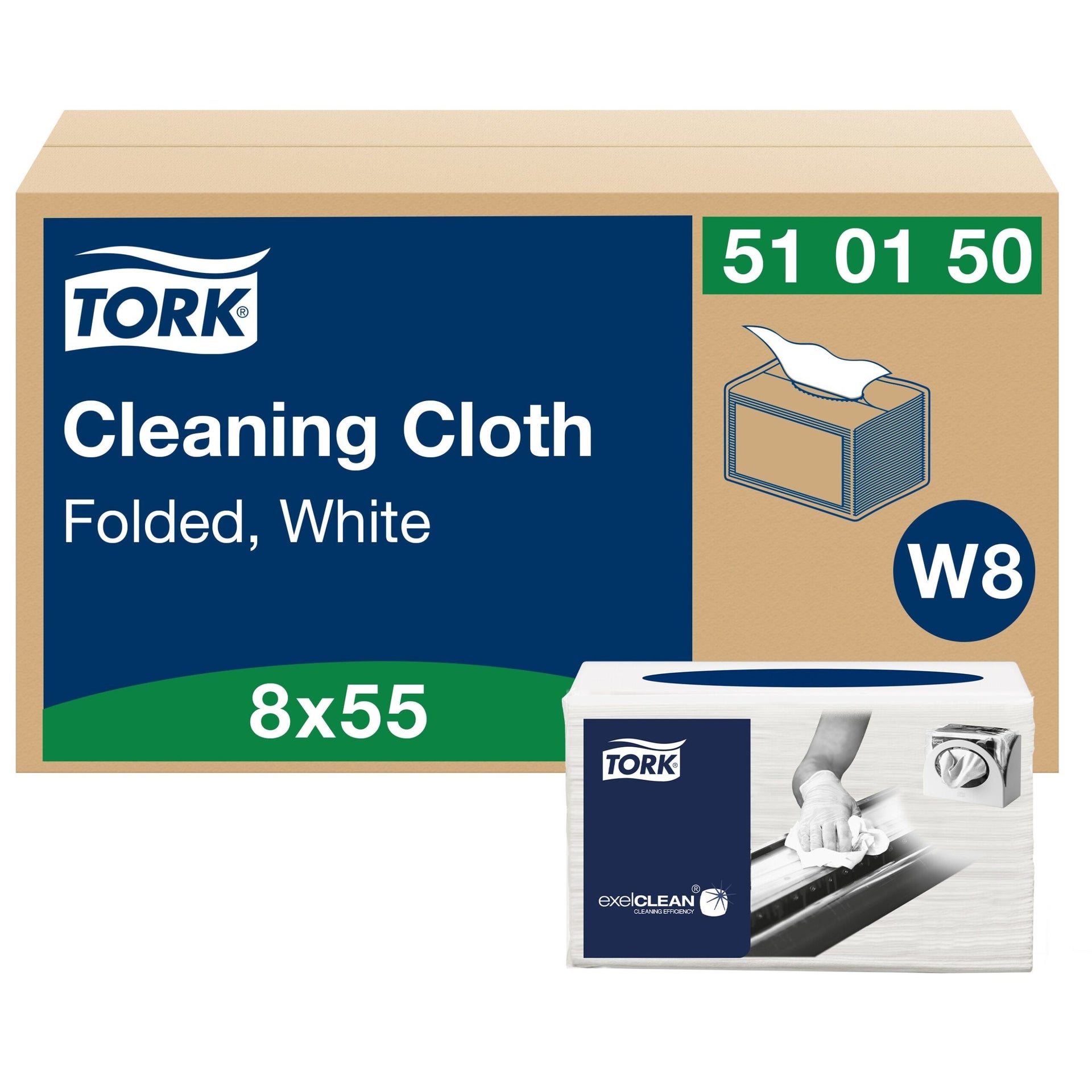[8558138] Rengöringsduk Tork vit W8 55 st/fp