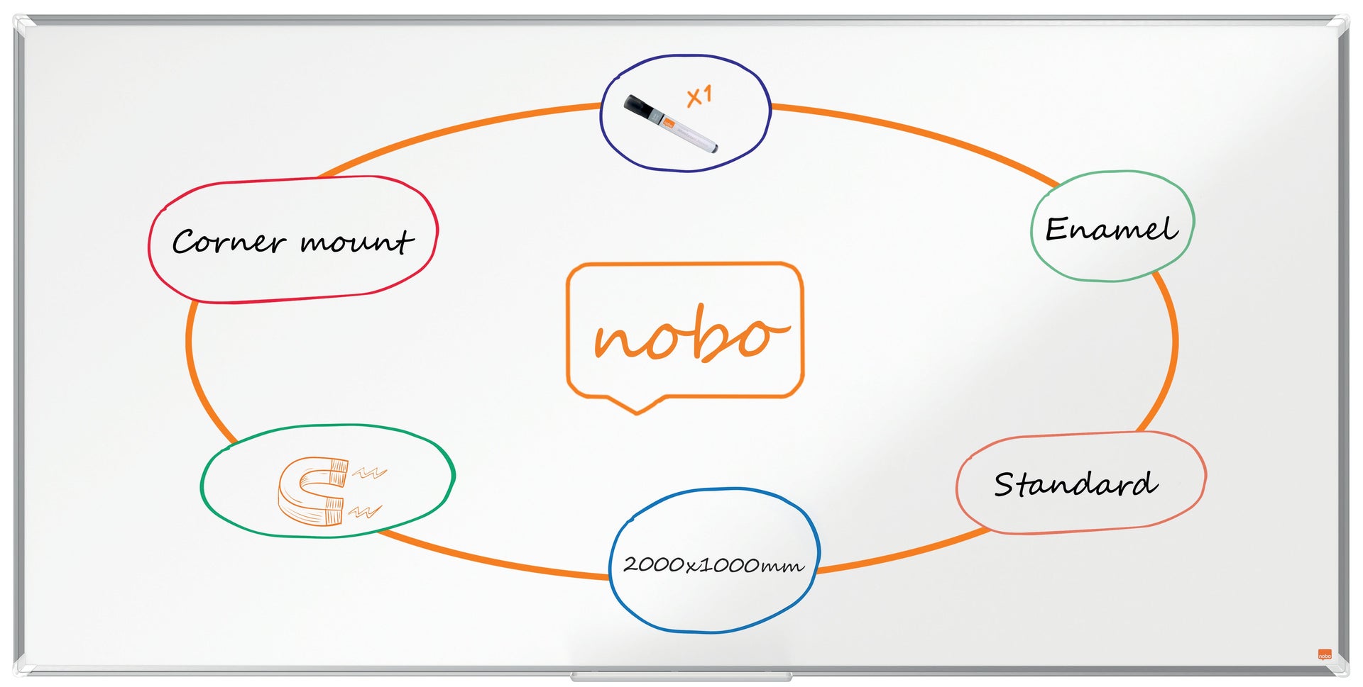 [8562488] Whiteboard Premium Plus Emalj 2000 x 1000 mm