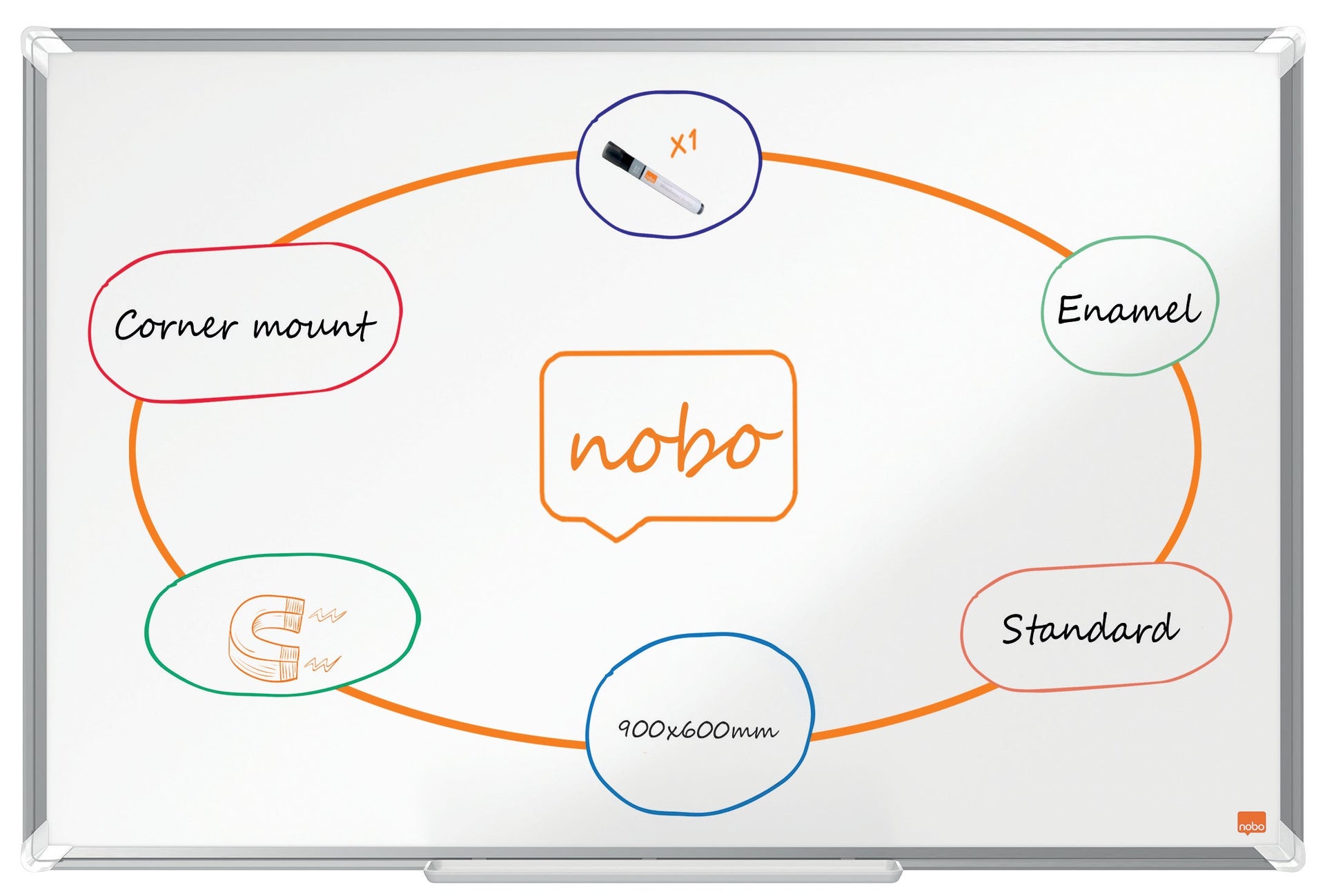 [8562484] Whiteboard Premium Plus Emalj 900 x 600 mm
