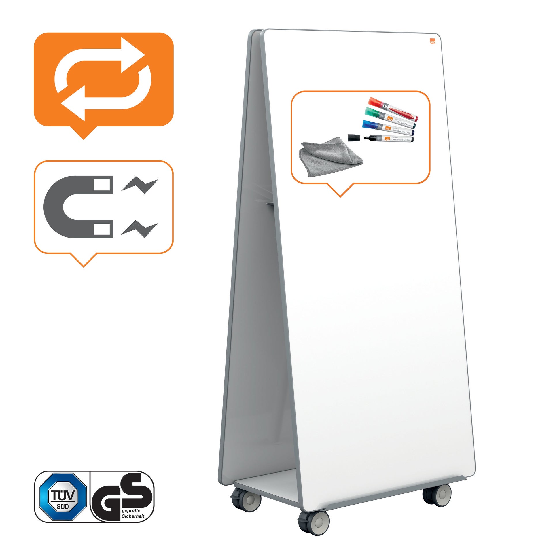 [8562511] Mobil Whiteboard - Move & Meet bassystem grå