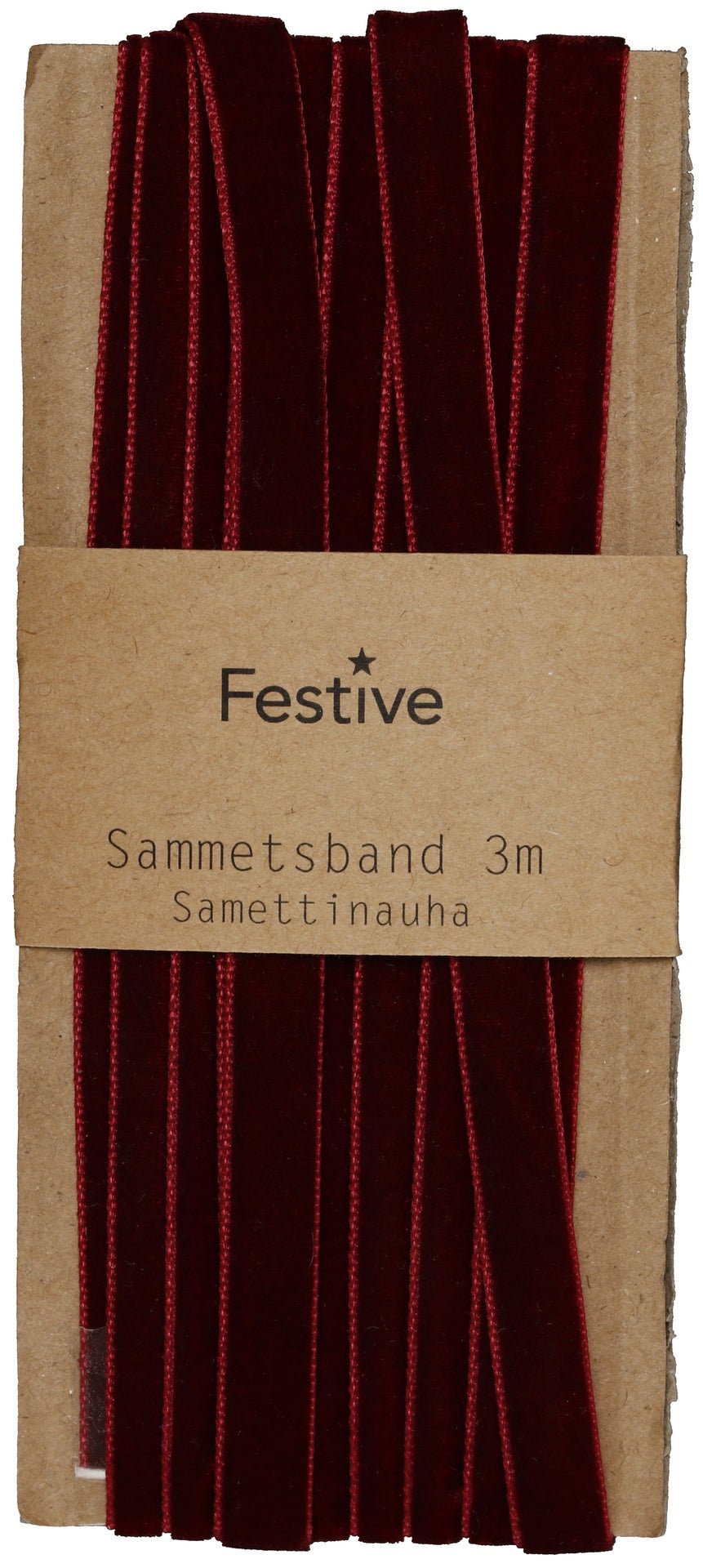 [8563046] Sammetsband 3 m Vinröd