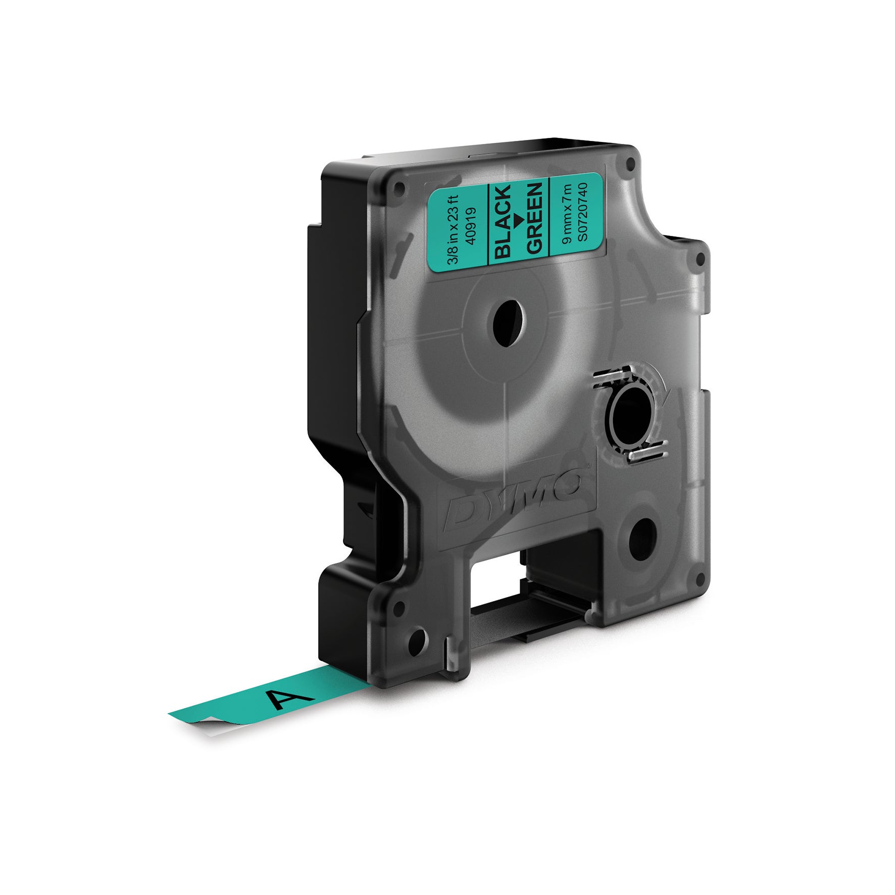[8557203] Märkband Dymo D1 svart/grön  9 mm