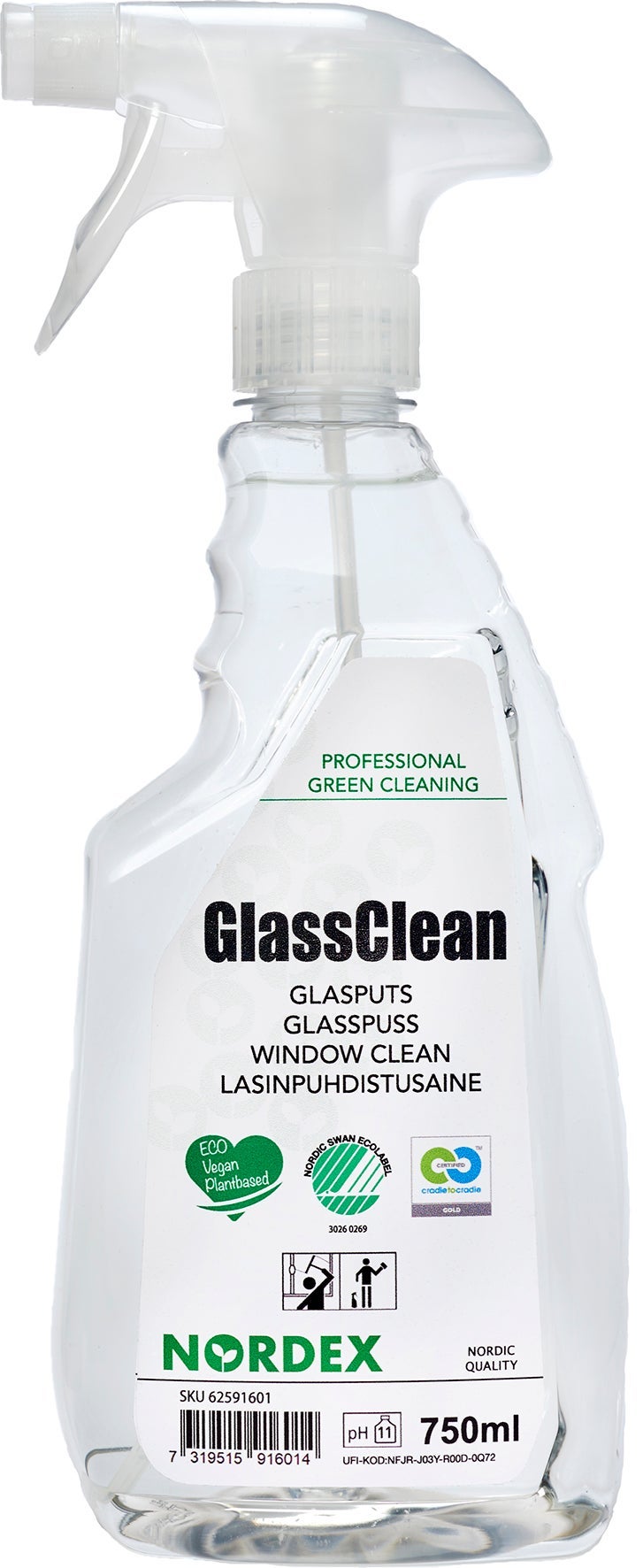 [8556894] Fönsterputsmedel GlassClean 750 ml Nordex Green