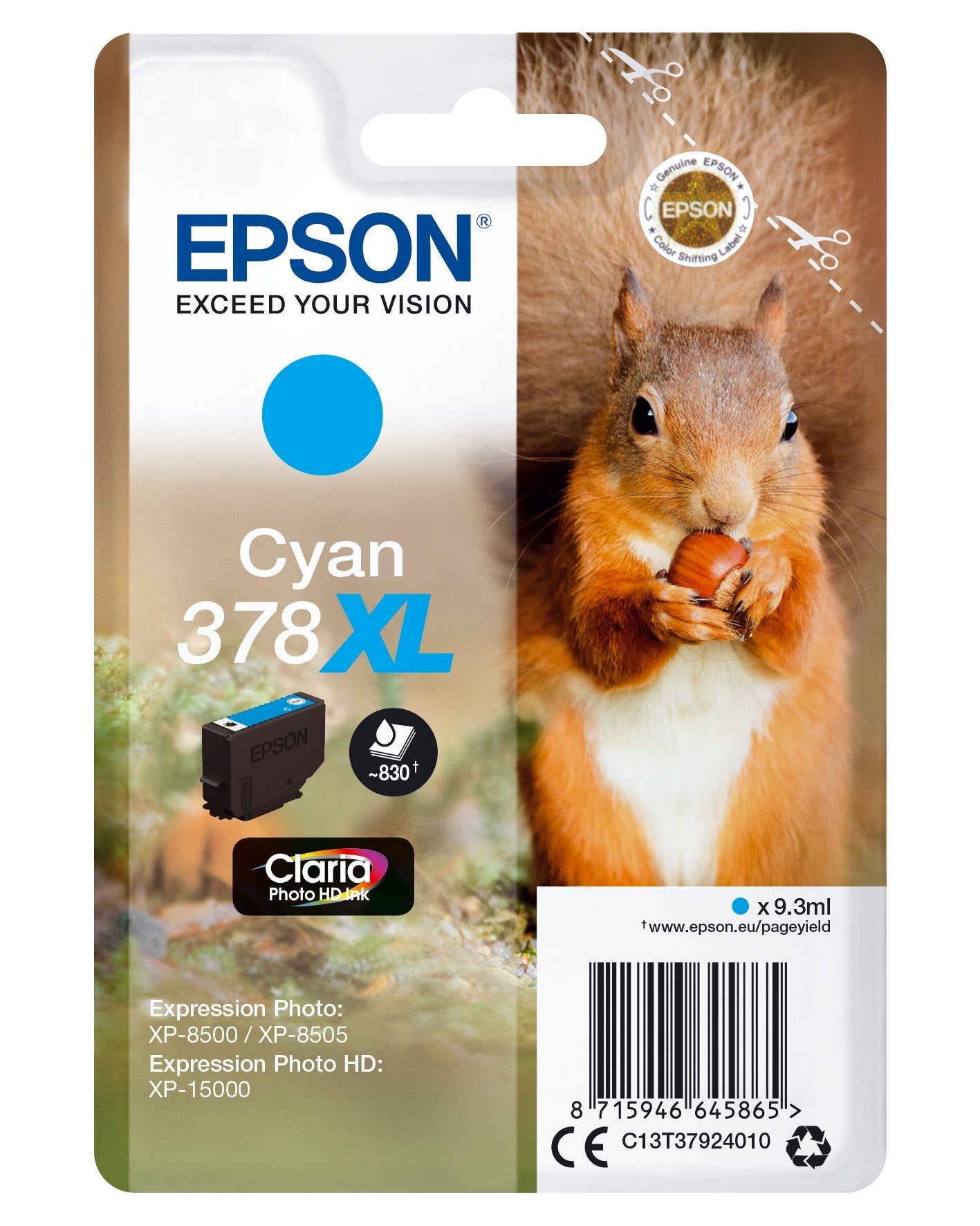 [8563926] Bläck Epson T378 XL Cyan