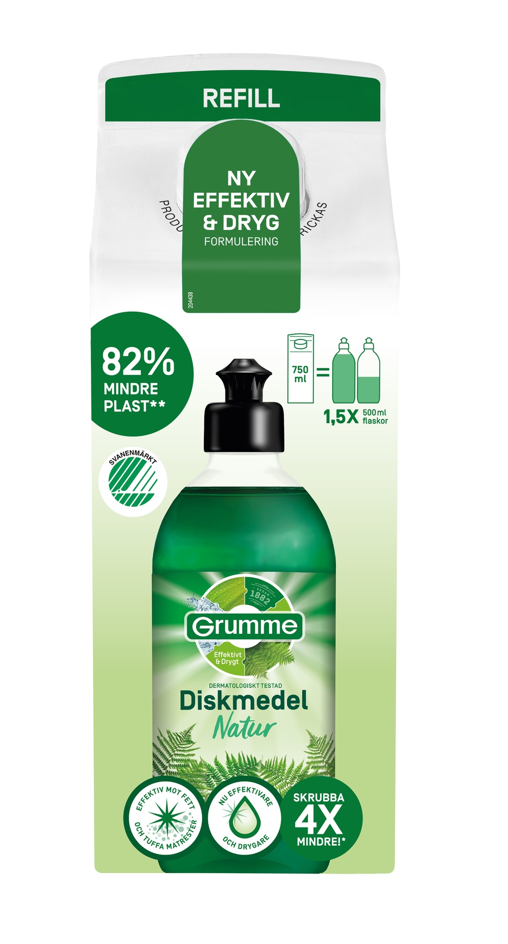 [8565108] Diskmedel, refill Natur 750 ml