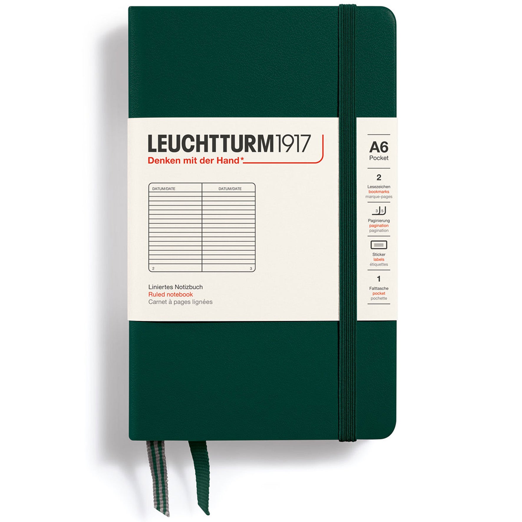 [2634840] Anteckningsbok A6 linjerad Forest green