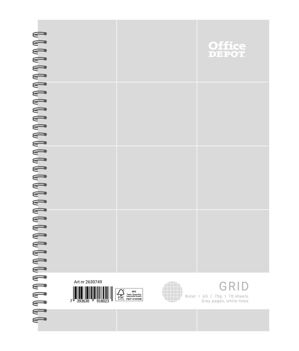 [2630749] Kollegieblock Grey A5 rutat