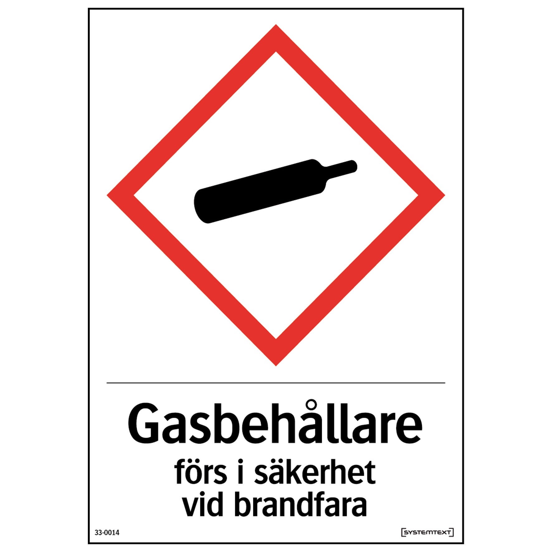 [8565829] Skylt Gasbehållare förs i säkerhet A5 210x148 mm Hårdplast