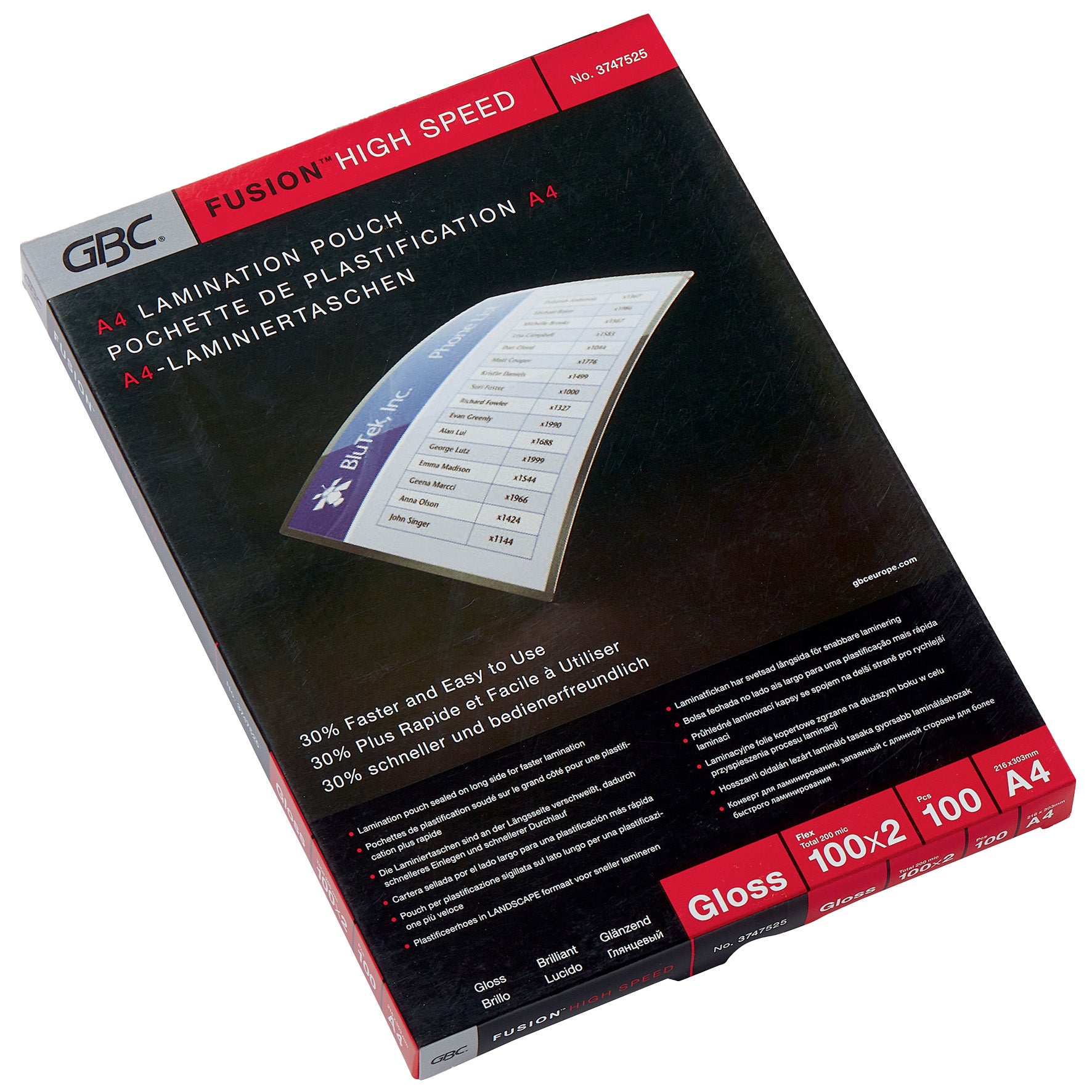 [8566542] Lamineringsfickor A4 HighSpeed 100 mikron gloss 100/fp