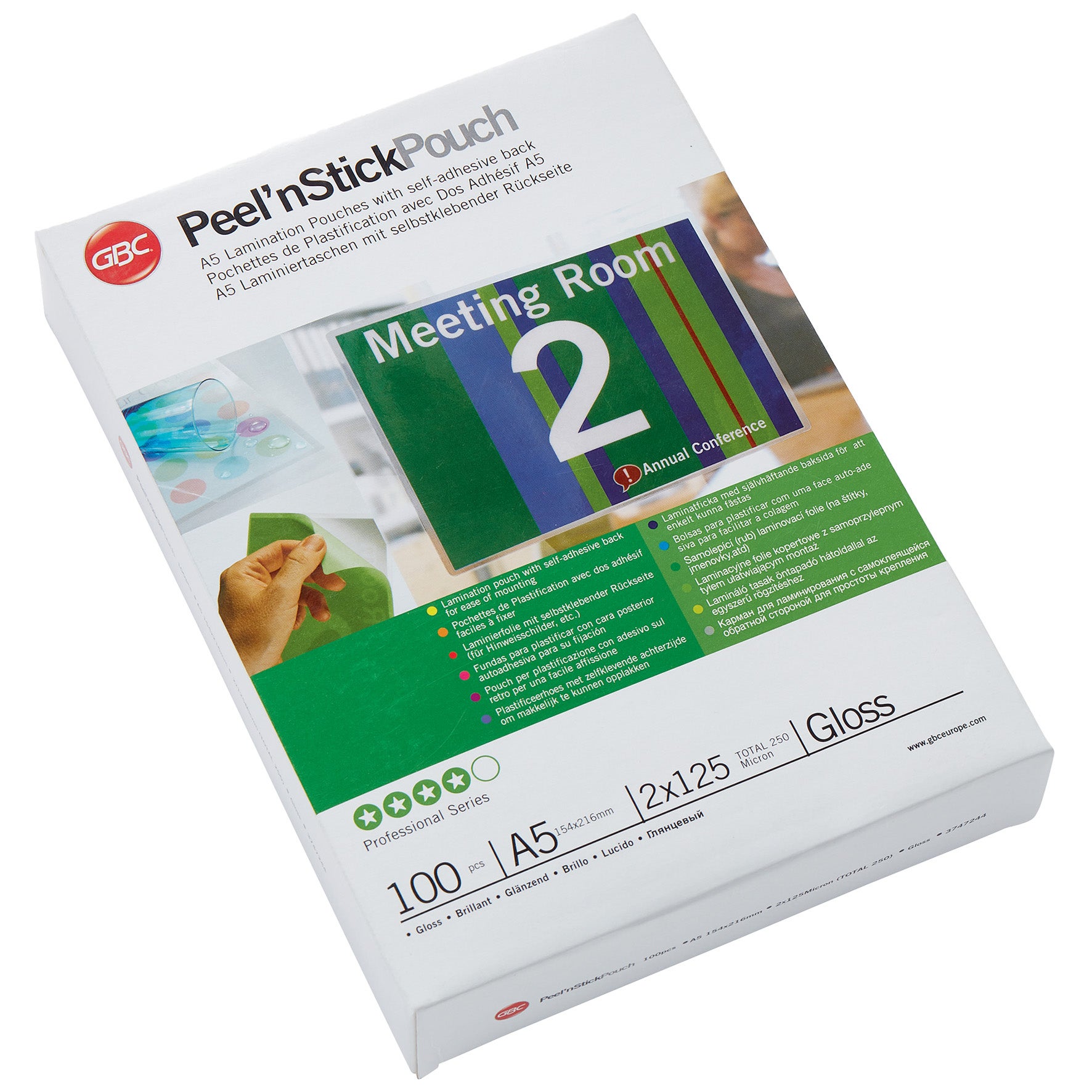 [8566539] Lamineringsfickor Peel'n Stick A5 125 mikron Gloss 100/fp