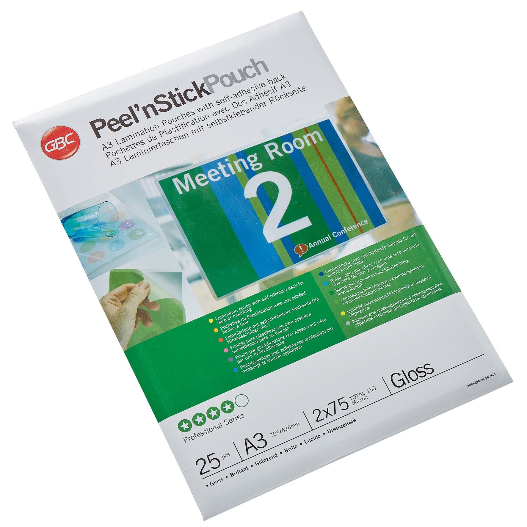 [8566543] Lamineringsfickor Peel'n Stick A3 75 mikron Gloss 25/fp