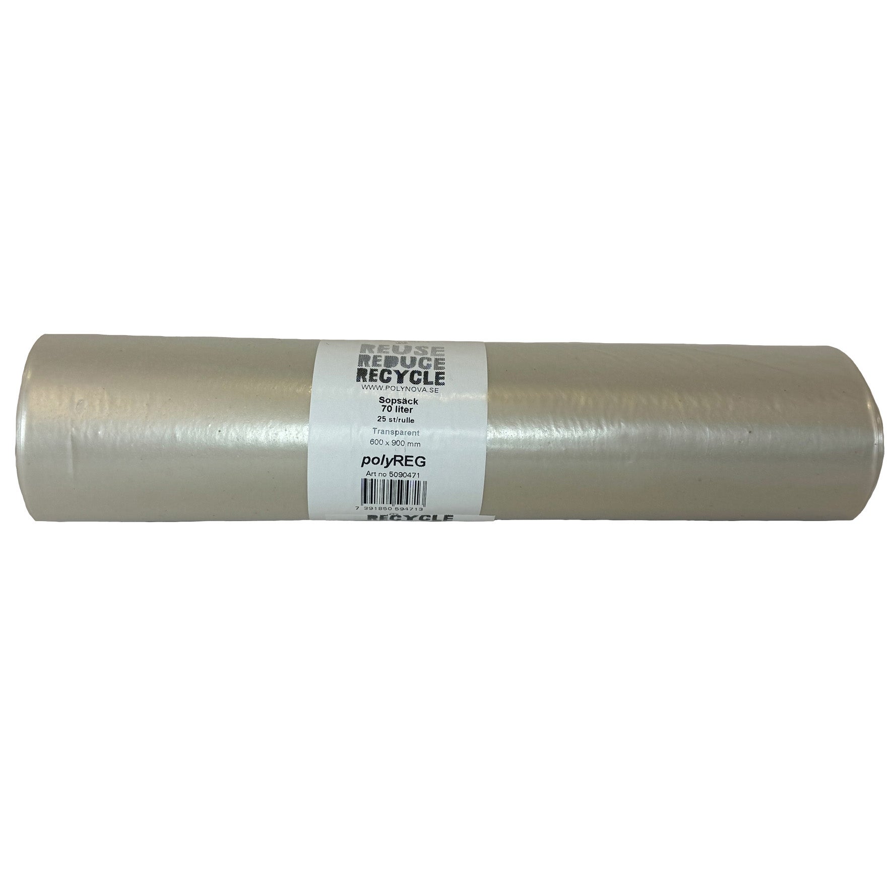 [8566568] Sopsäck PolyREG 70 liter transparent 30my 6x25 st