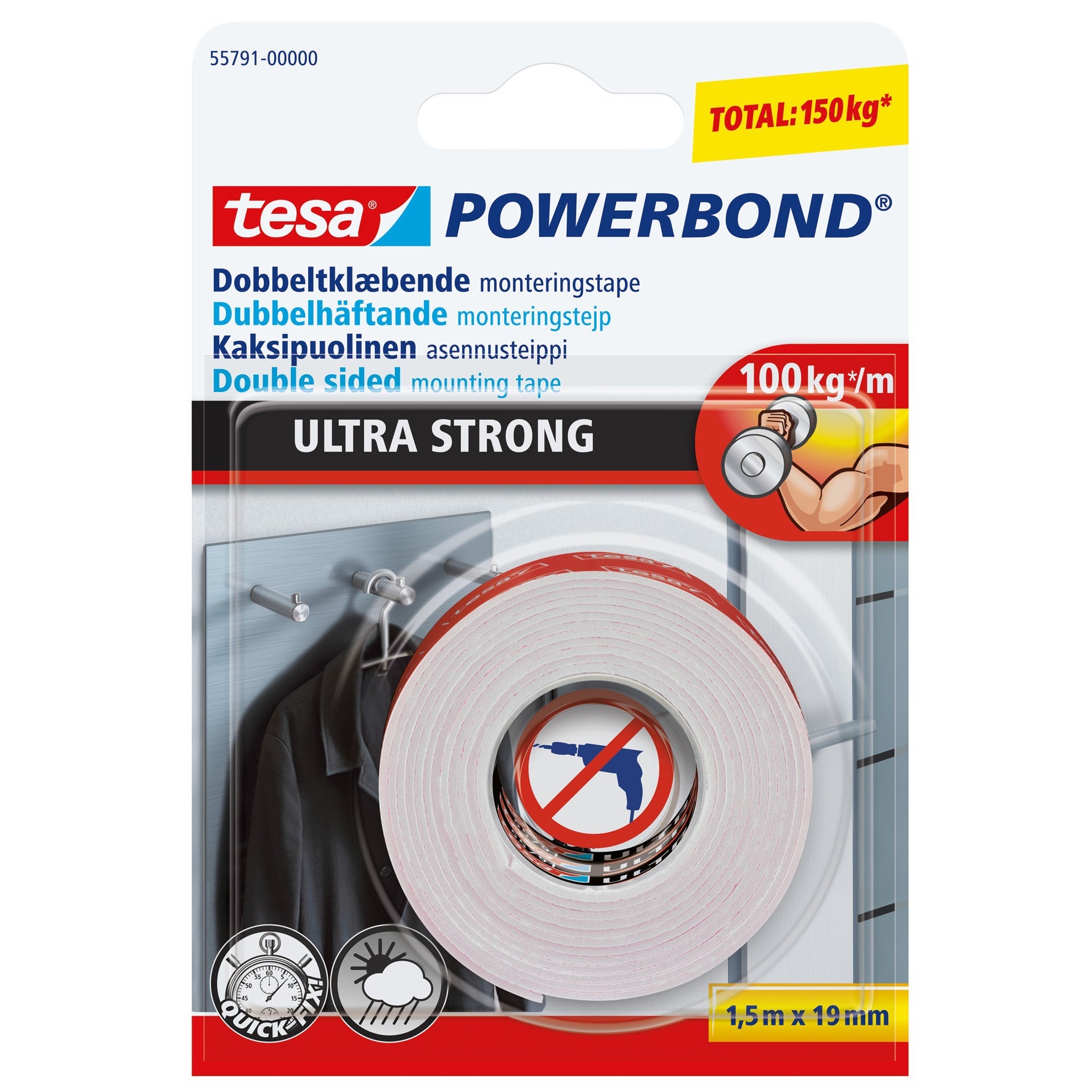 [2346823] Monteringstejp dubbelhäftande Powerbond Ultra Strong 19 mm x 1,5 m