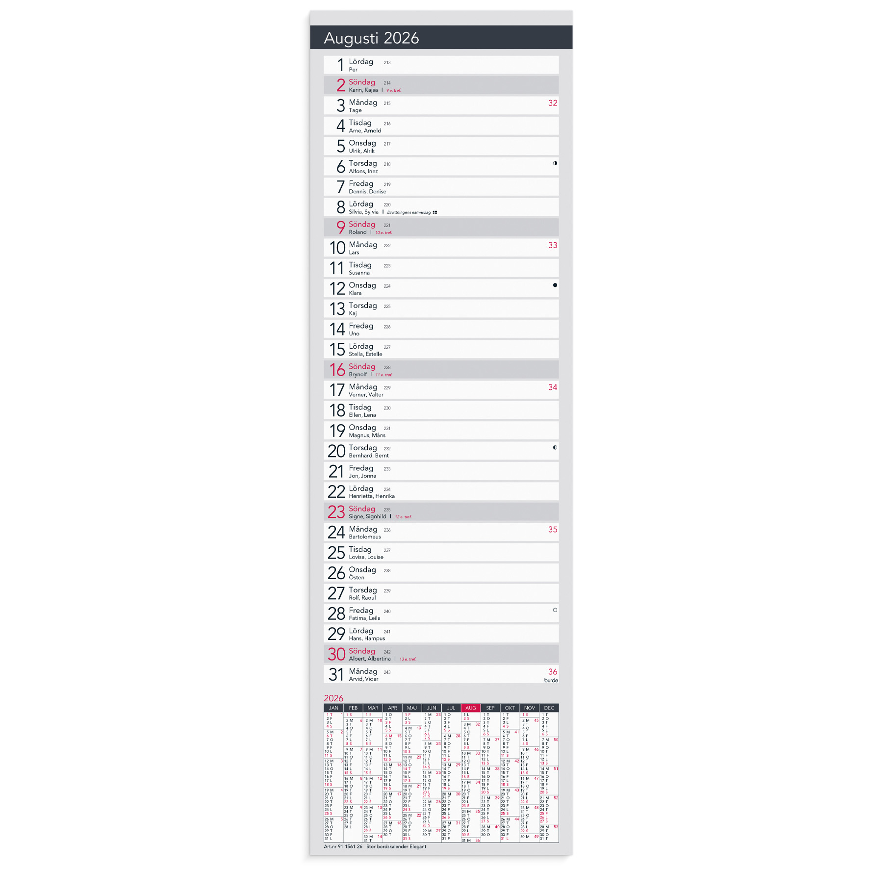 [61156126] Stor Bordskalender Elegant 2026