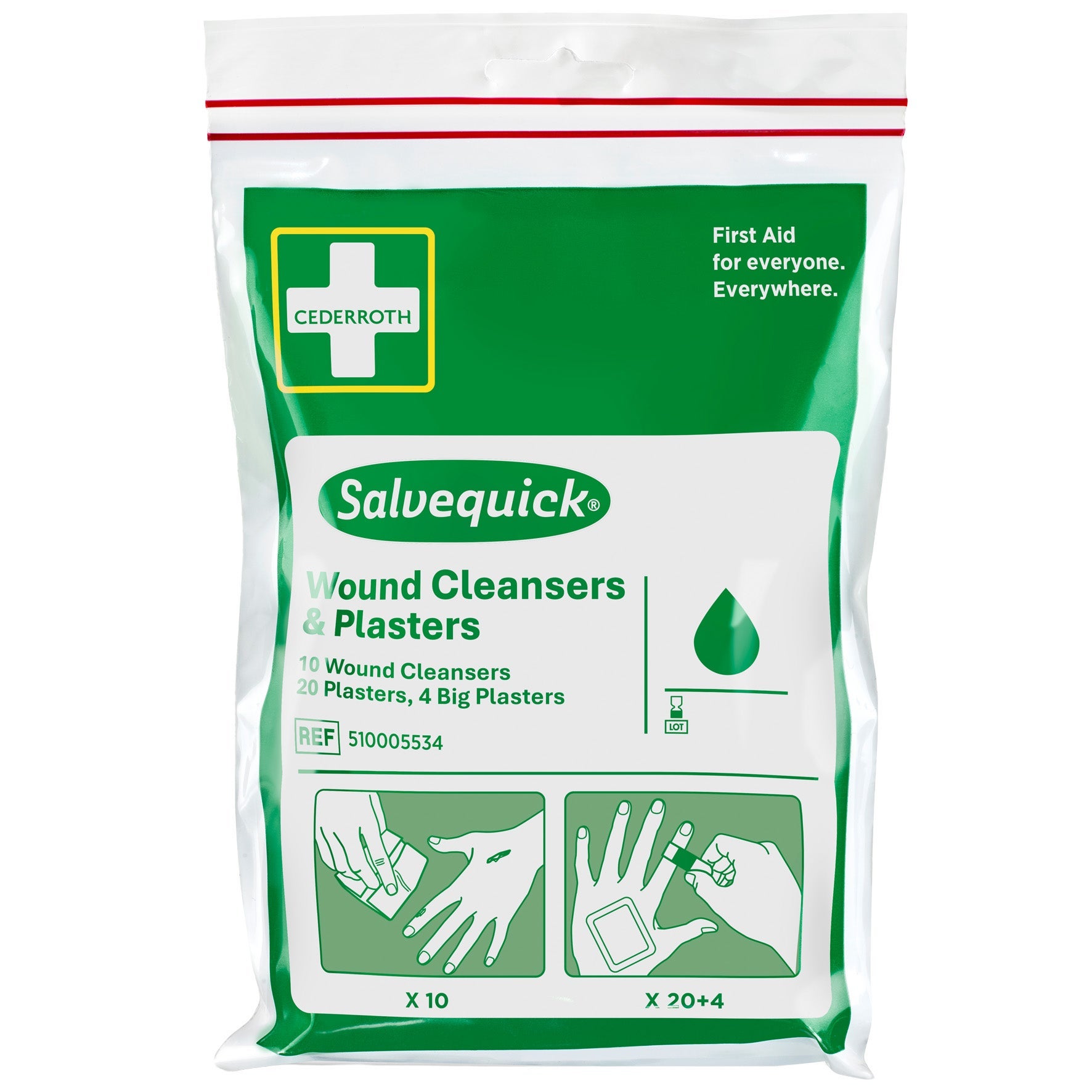 [8567280] Sårtvätt och plåsterset Salvequick 34-pack