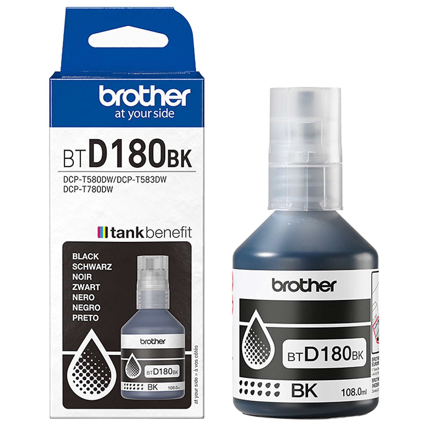 [8567635] Bläckflaska Brother 180BK 7,5K Svart