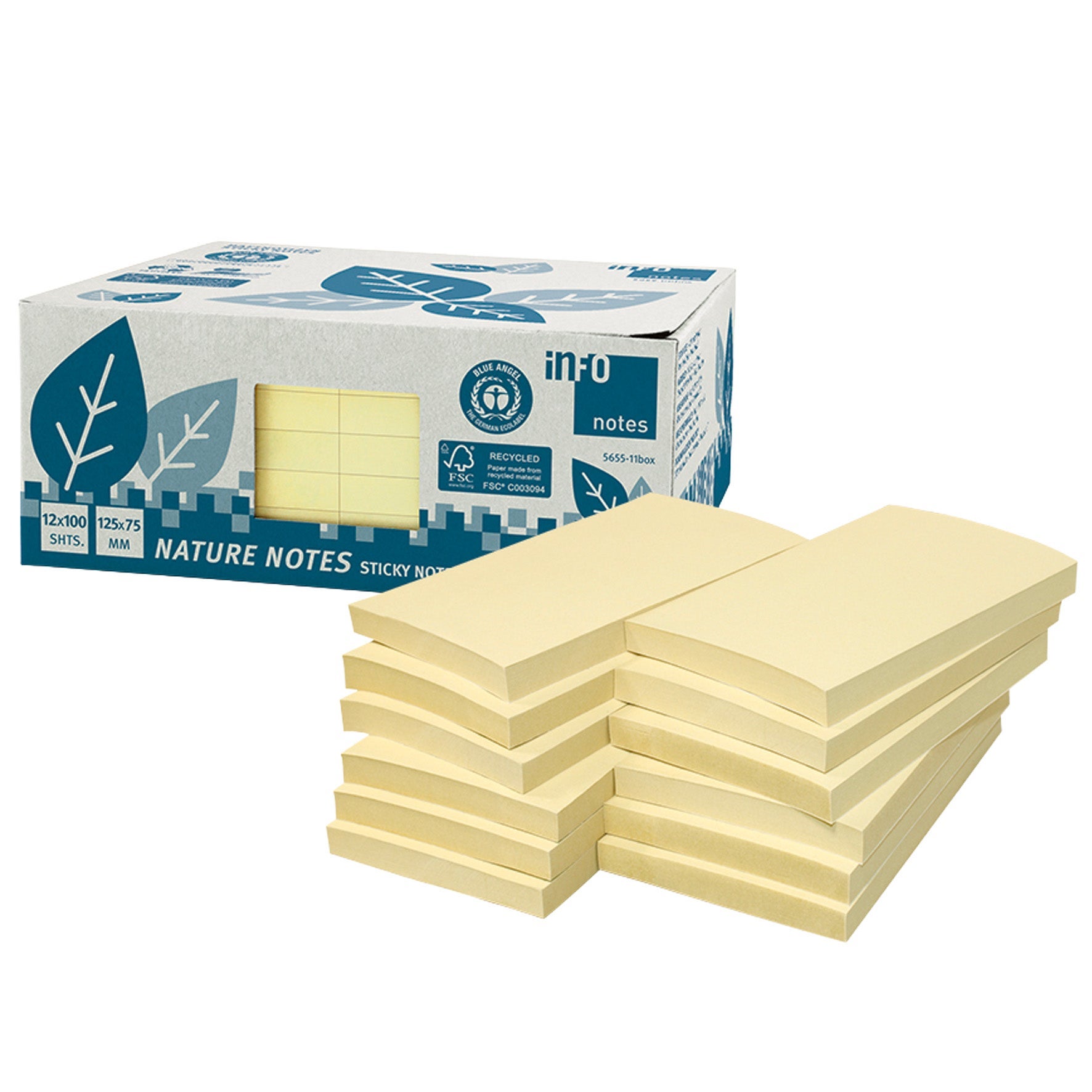 [2631372] Notisblock Recycled 75x125 mm gul 12-pack