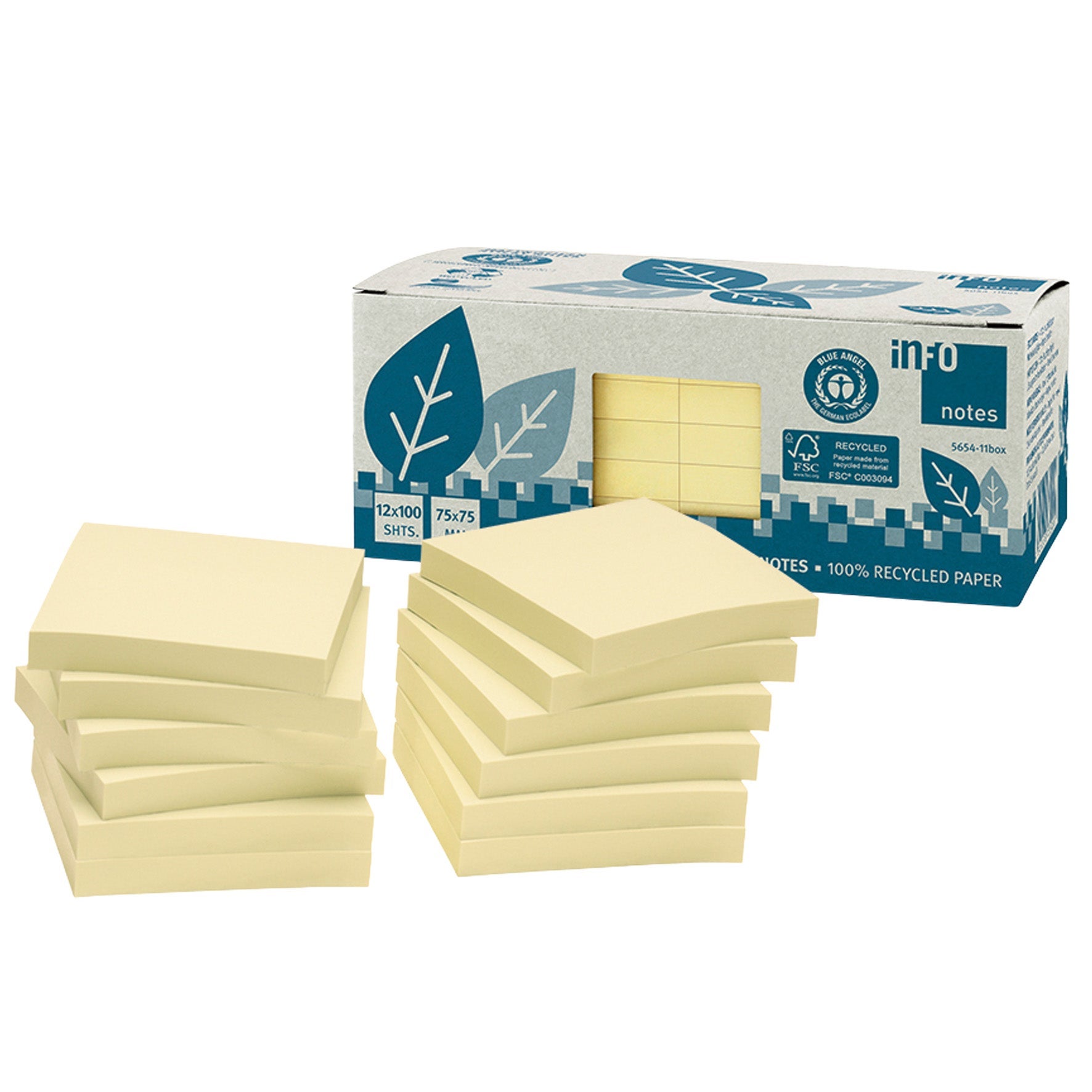 [2631371] Notisblock Recycled 75x75 mm gul 12-pack