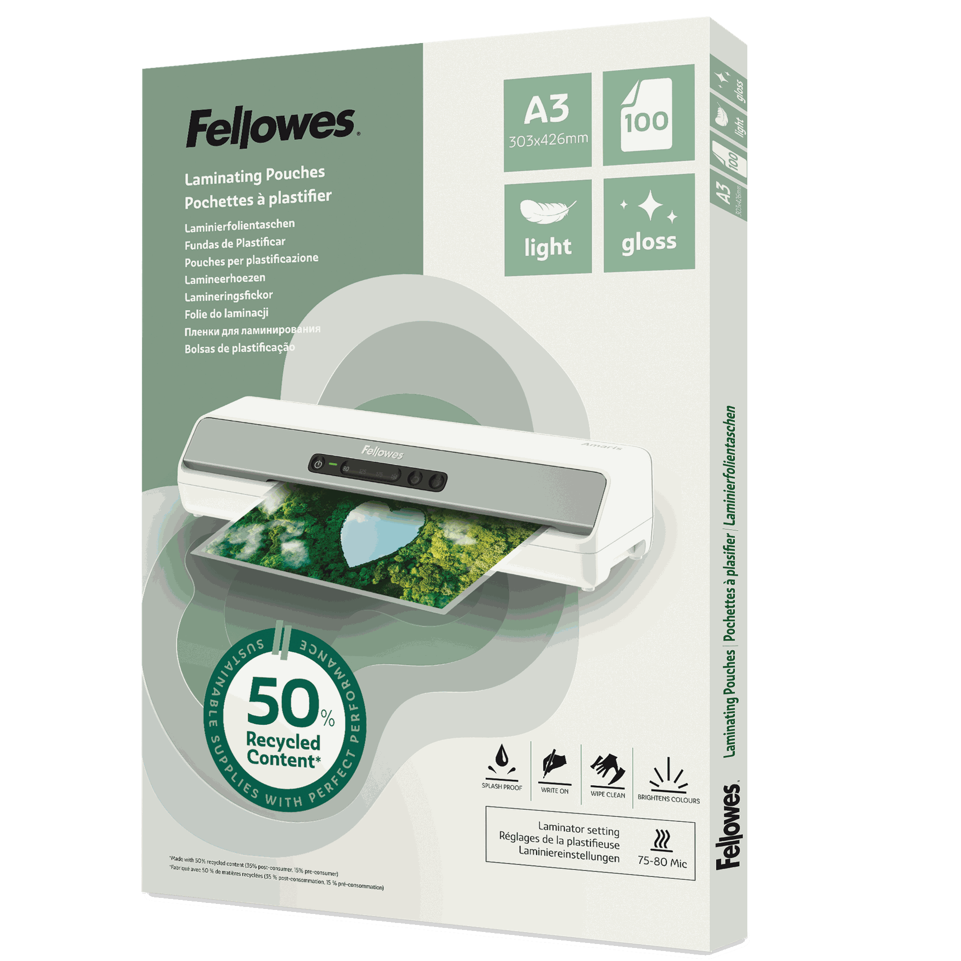 [8567815] Lamineringsfickor Recycled A3 blank 100-pack