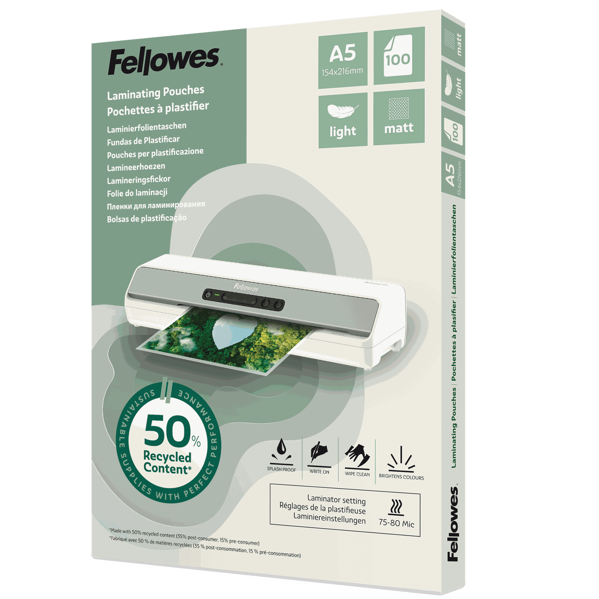 [8567821] Lamineringsfickor Recycled A5 matt 100-pack